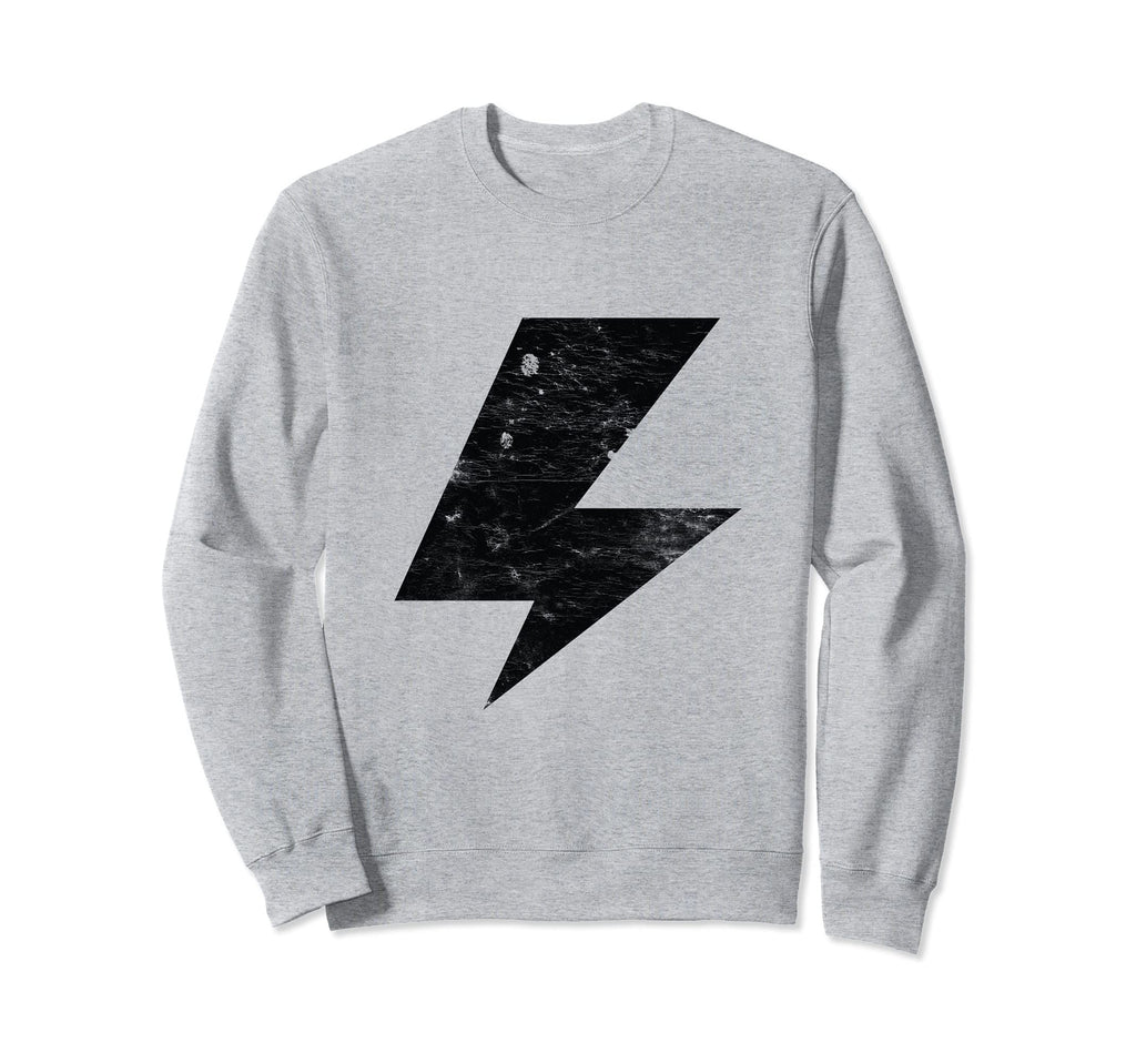 Lightning Bolt Black Distressed Sweatshirt - Custom Art Print for Adults - T-Shirt, Sweatshirt, Hoodie