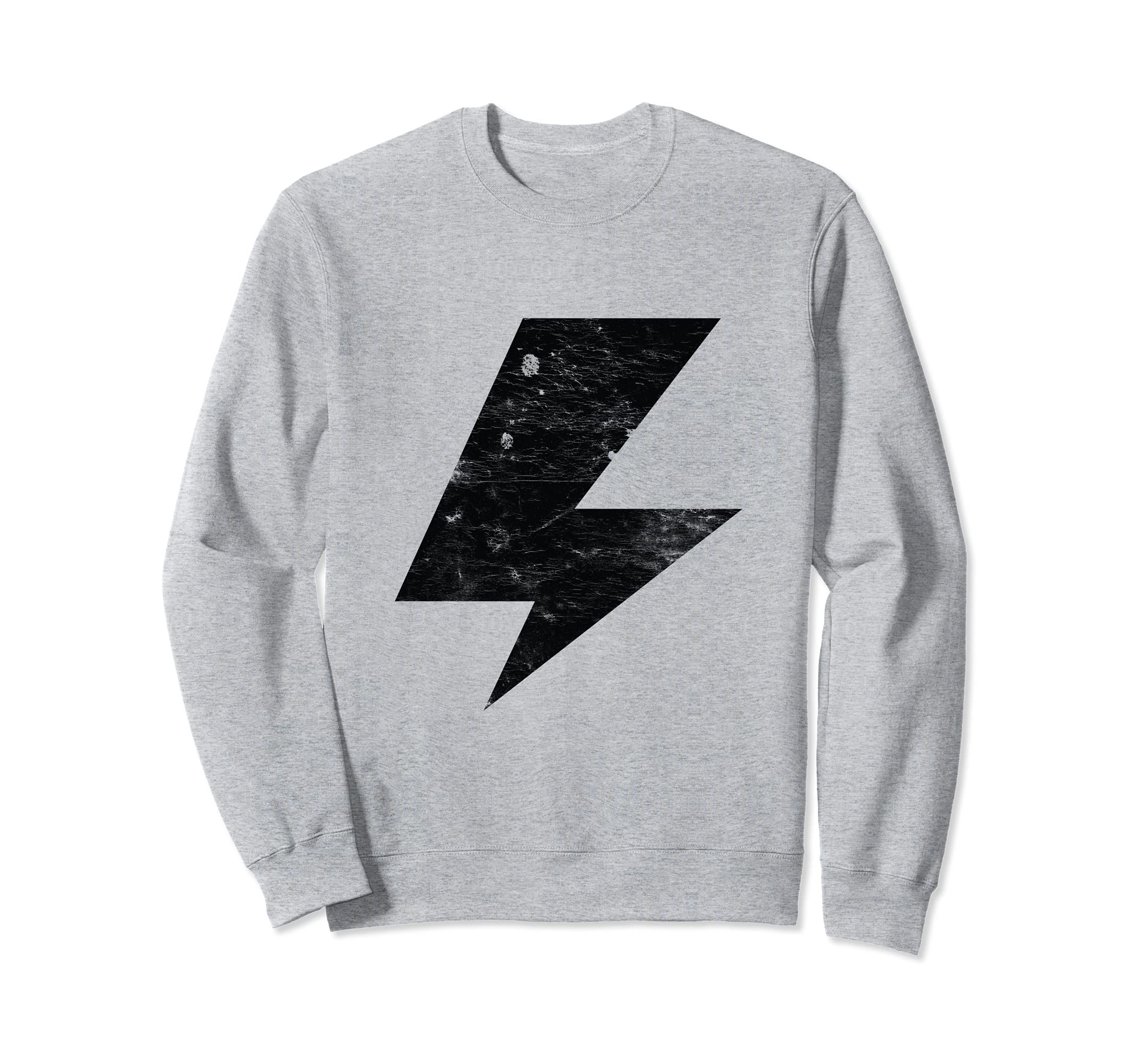 Lightning Bolt Black Distressed Sweatshirt - Custom Art Print for Adults - T-Shirt, Sweatshirt, Hoodie