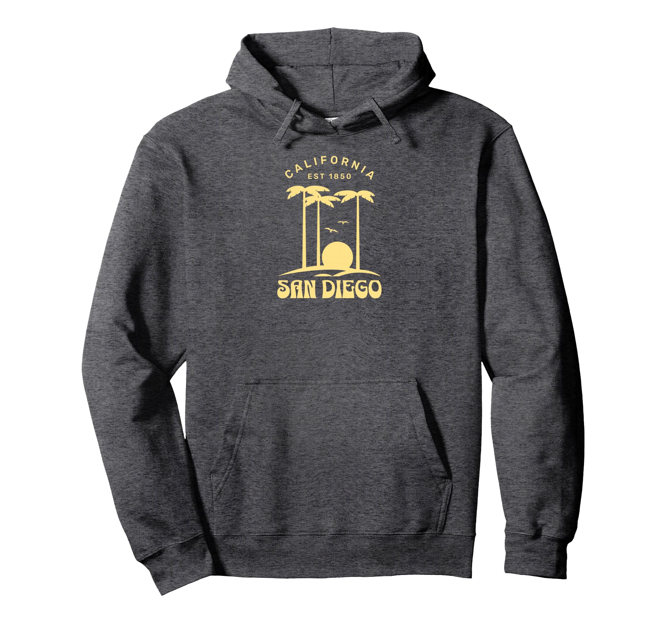 San Diego California 60S Sunset Palm Hoodie - Unique Graphic for Adults - T-Shirt, Sweatshirt, Hoodie