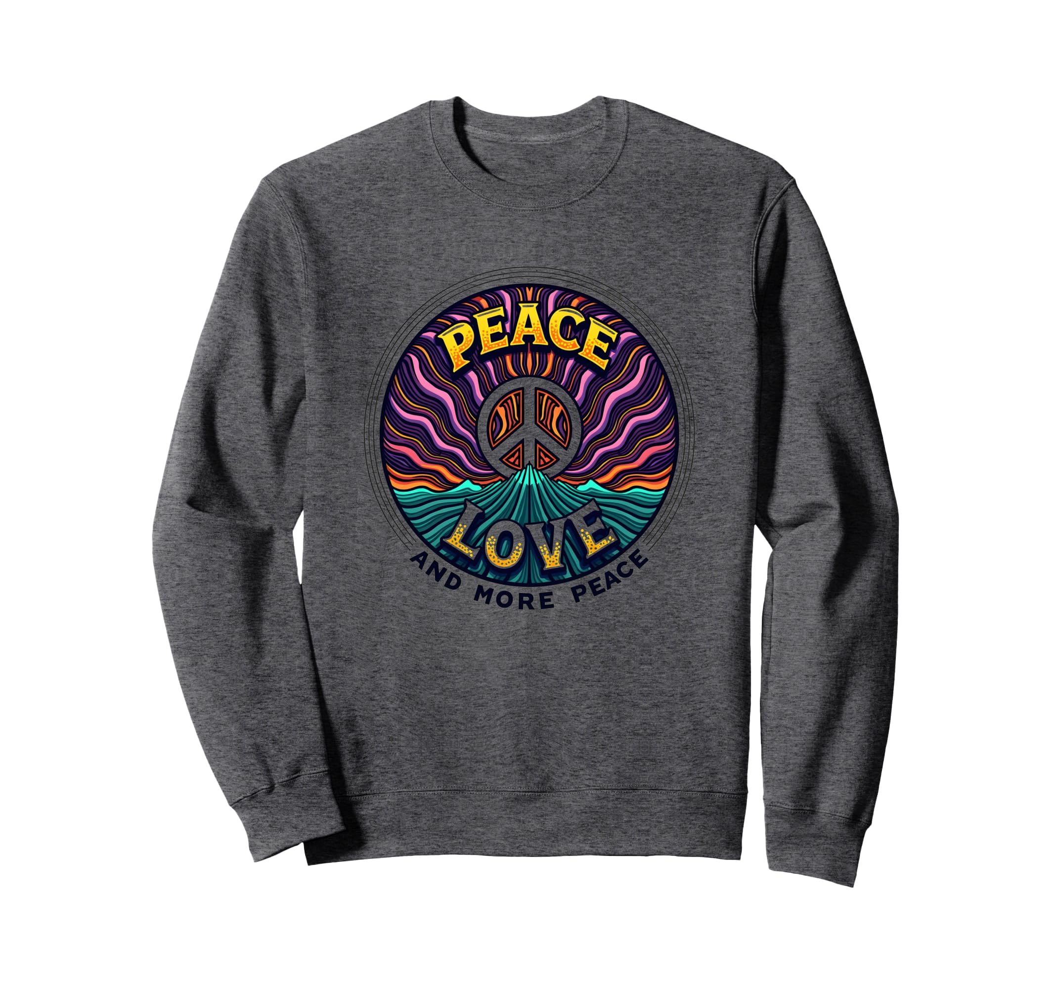 Hippie Peace Love 60S Groovy Sweatshirt - Custom Art Print Unisex - T-Shirt, Sweatshirt, Hoodie