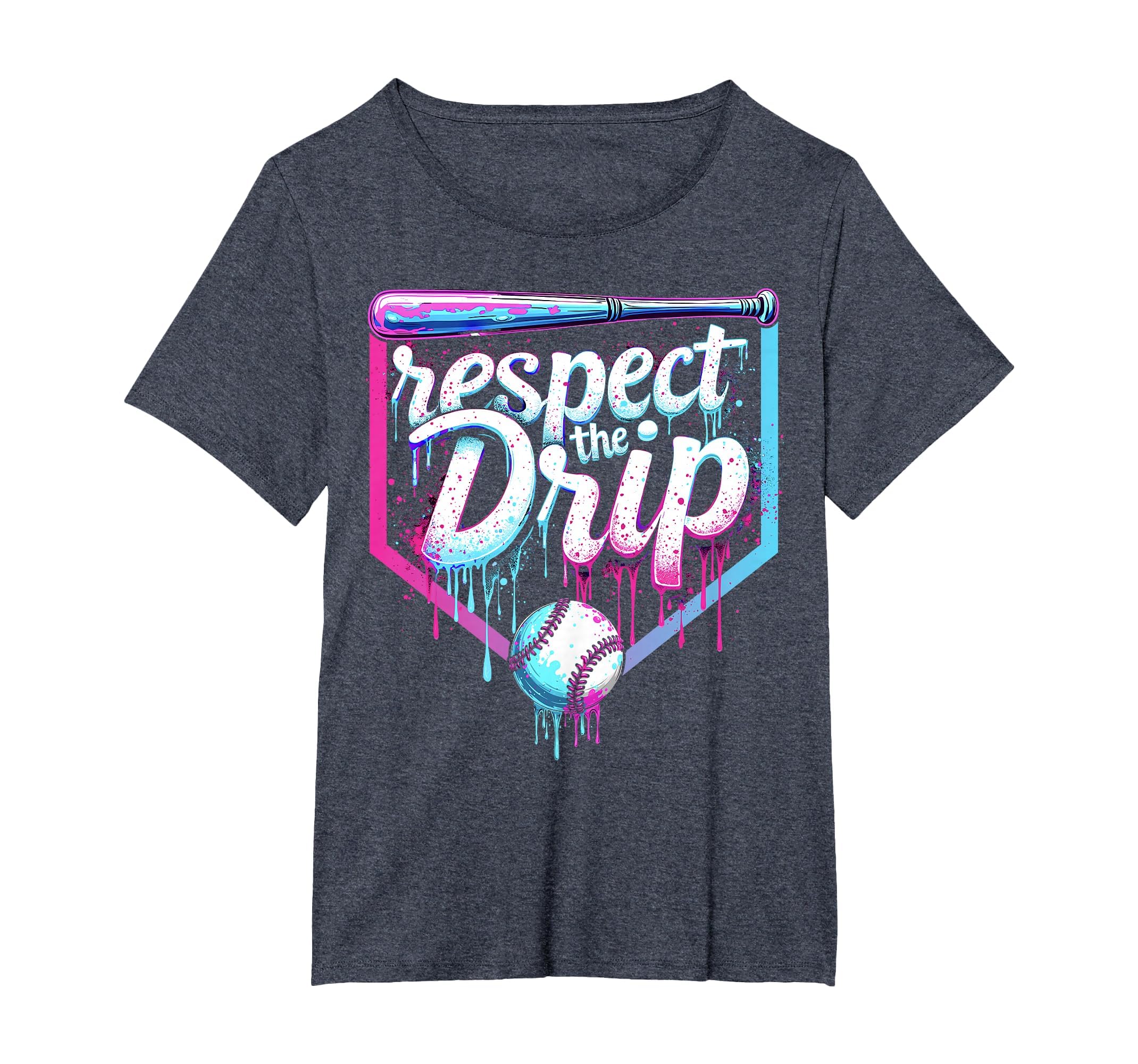 Baseball Drip Ice Cream Respect T-Shirt - Aesthetic Graphic for Adults - T-Shirt, Sweatshirt, Hoodie