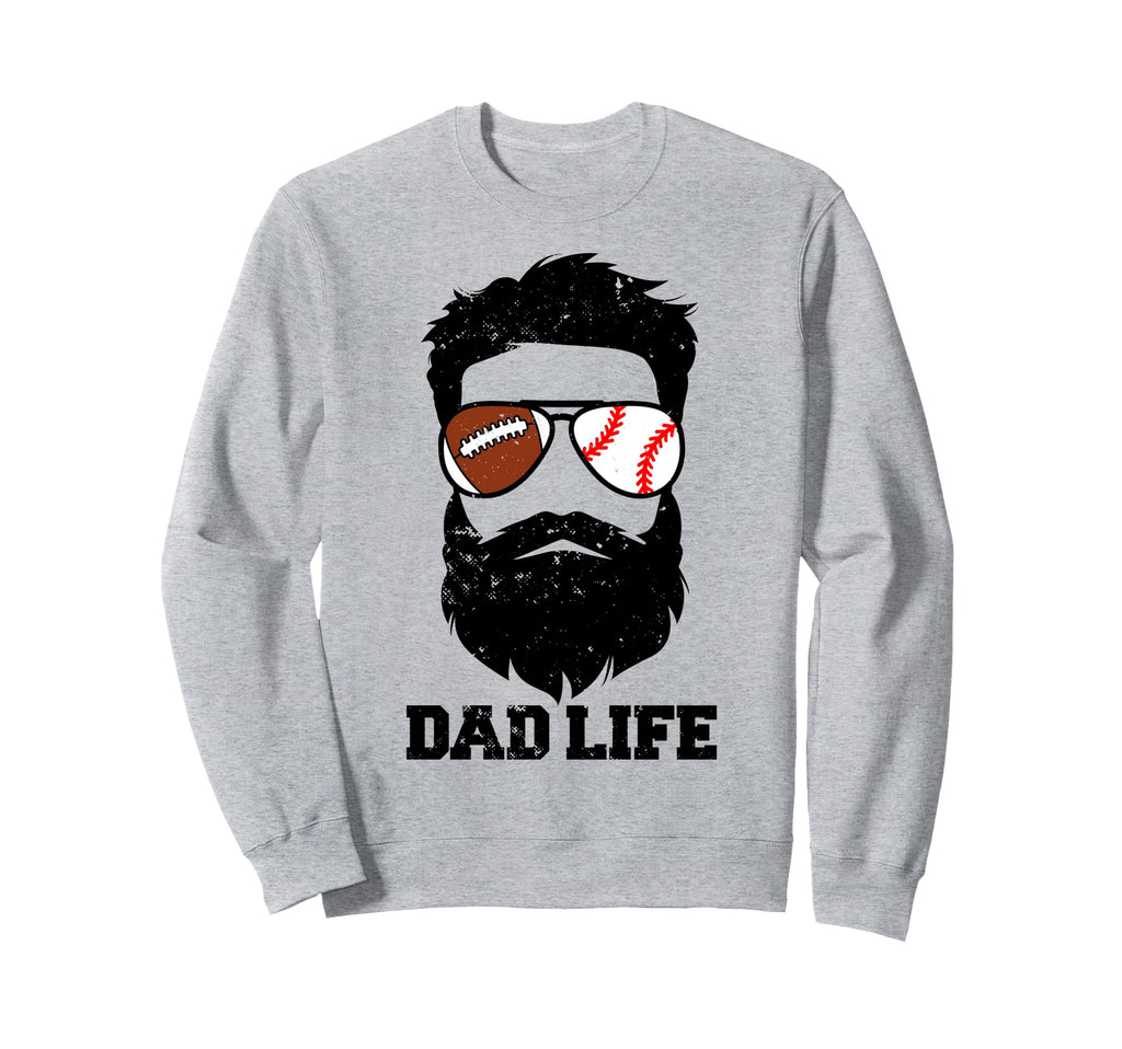 Football Baseball Dad Messy Hair Sweatshirt - Graphic Print Men Women - T-Shirt, Sweatshirt, Hoodie