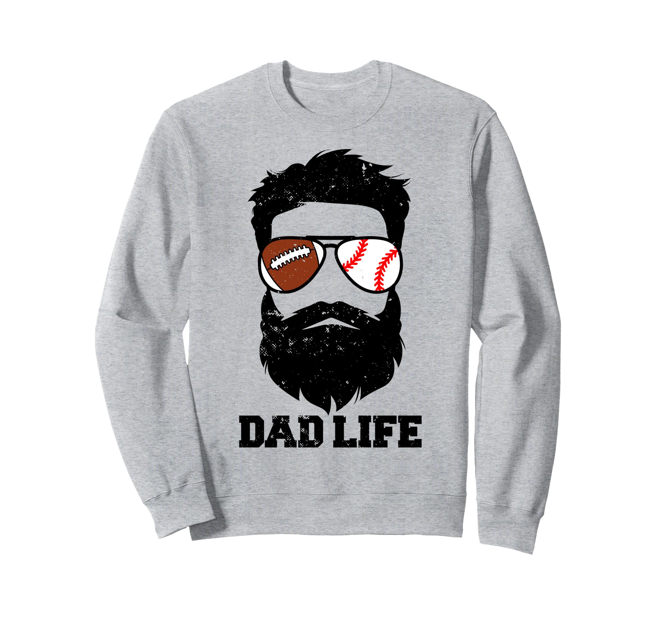 Football Baseball Dad Messy Hair Sweatshirt - Graphic Print Men Women - T-Shirt, Sweatshirt, Hoodie