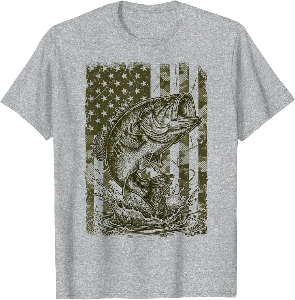 Bass Fishing Camouflage Fish American Camo - Adult & Kids T-Shirts, Sweatshirts & Hoodies apparel design preview 1