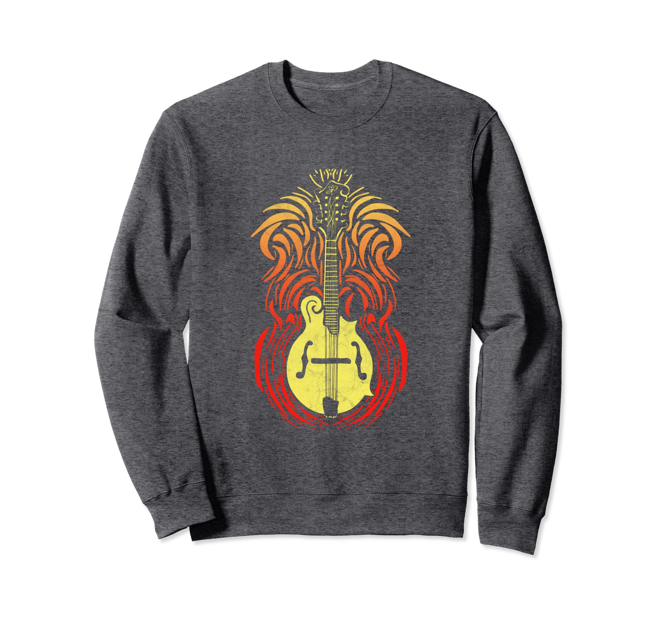 Mandolin Fire Distressed Bluegrass Sweatshirt - Novelty Apparel Unisex - T-Shirt, Sweatshirt, Hoodie