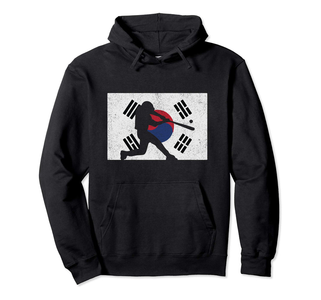Baseball South Korean Distressed Flag Hoodie - Graphic Print Men Women - T-Shirt, Sweatshirt, Hoodie