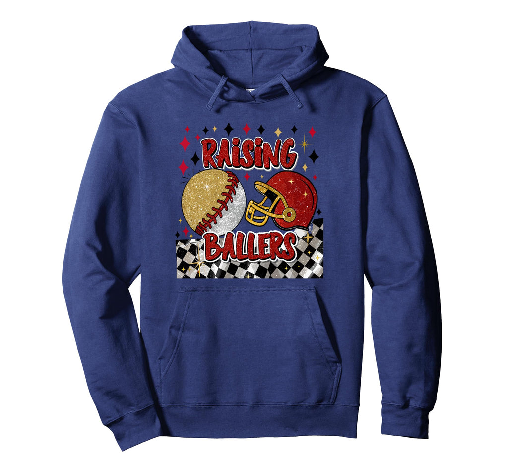 Raising Ballers Softball Baseball Hoodie - Graphic Print for Adults - T-Shirt, Sweatshirt, Hoodie