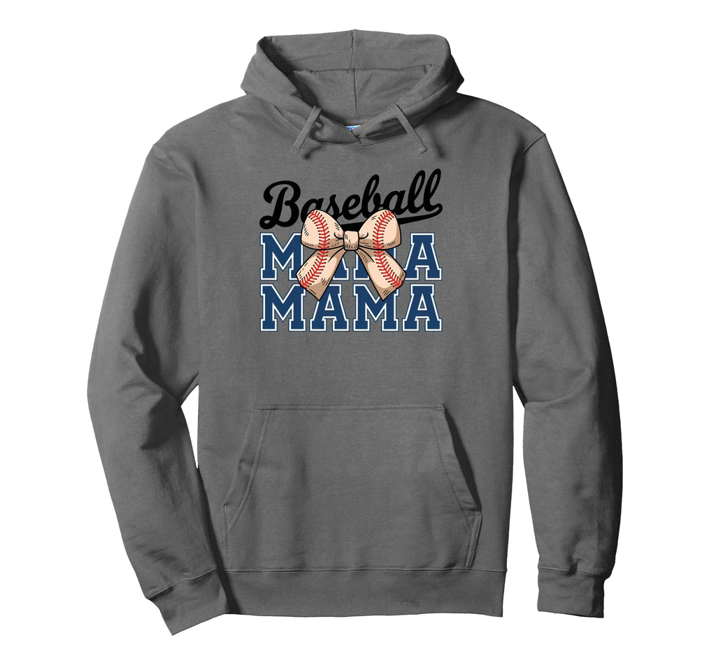 Baseball Mama Coquette Bow Funny Baseball Hoodie - Streetwear Style Unisex - T-Shirt, Sweatshirt, Hoodie