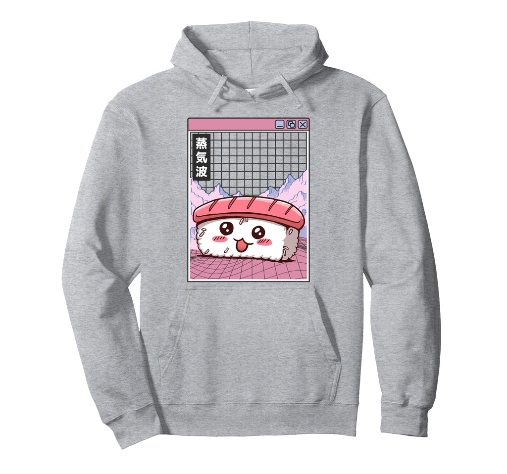 Sushi Kawaii Grid Vaporwave Aesthetic Anime Hoodie - Trendy Graphic Unisex - T-Shirt, Sweatshirt, Hoodie