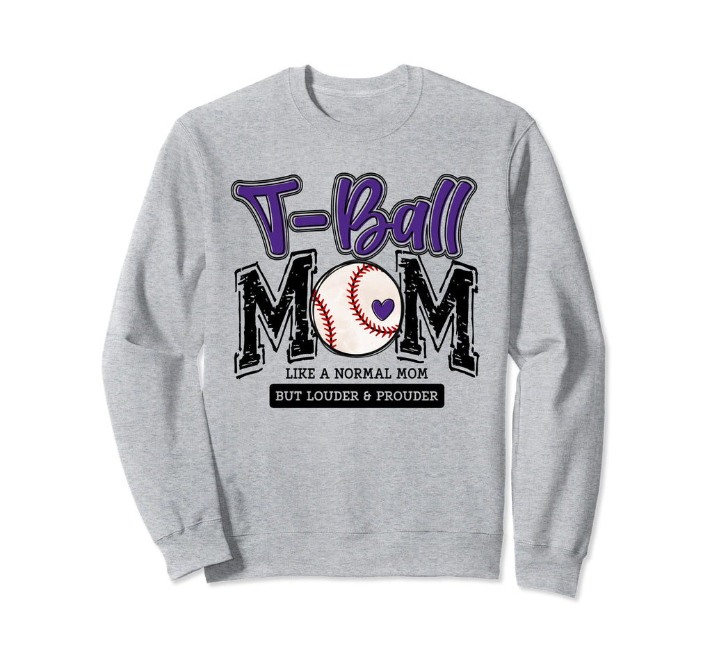 T Ball Mom Purple Varsity Sweatshirt - Streetwear Style for Adults - T-Shirt, Sweatshirt, Hoodie