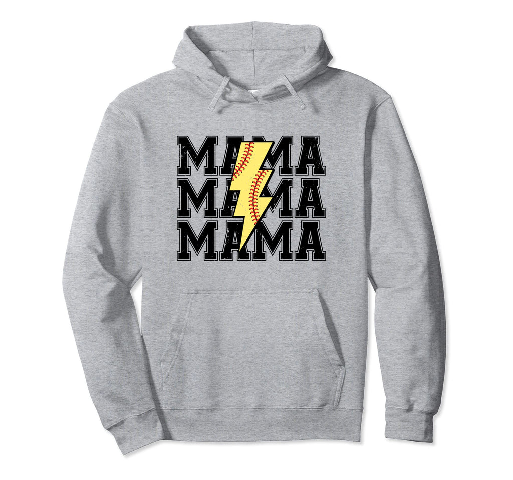 Lightning Bolt Mama Softball Baseball Sport Hoodie - Trendy Graphic Unisex - T-Shirt, Sweatshirt, Hoodie