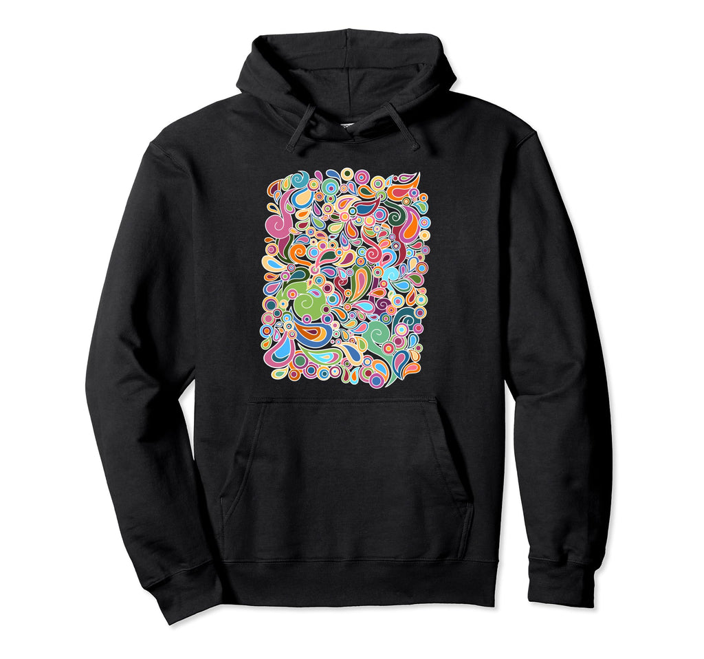 Colorful Hand Drawn Floral Boho Hoodie - Unique Graphic Men Women - T-Shirt, Sweatshirt, Hoodie