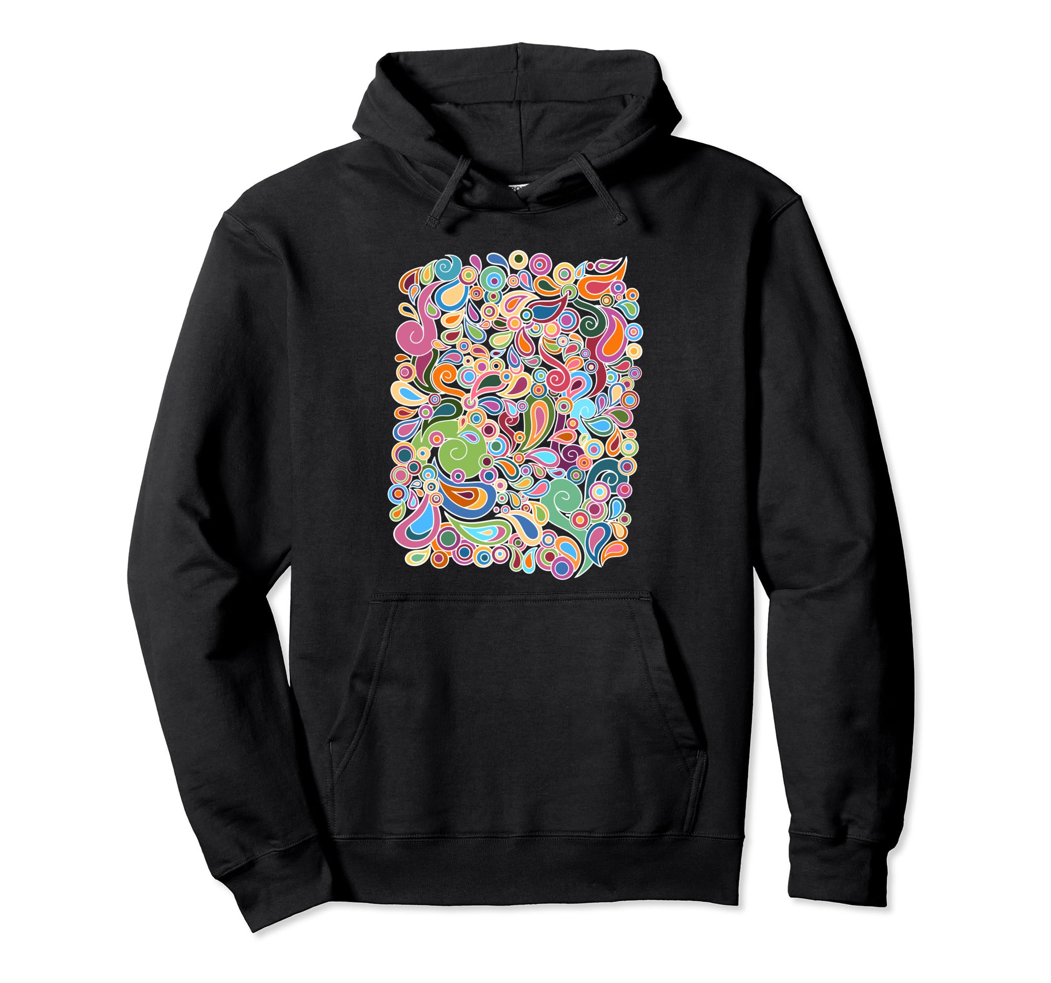 Colorful Hand Drawn Floral Boho Hoodie - Unique Graphic Men Women - T-Shirt, Sweatshirt, Hoodie