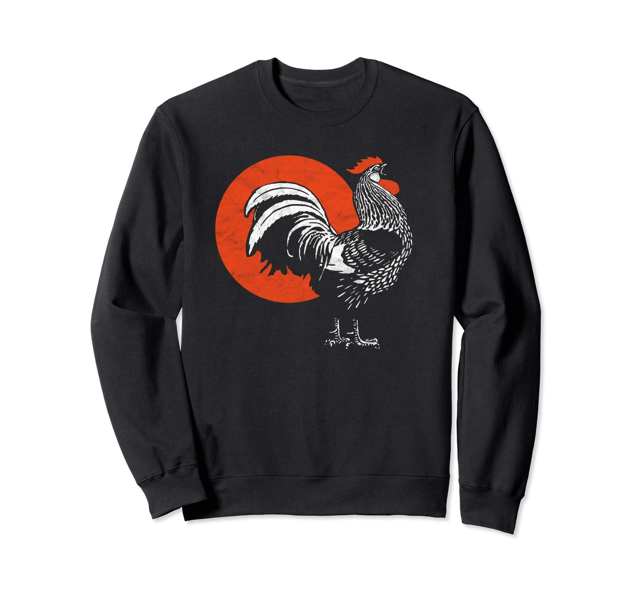 Crowing Rooster Sun Distressed Sweatshirt - Novelty Apparel Unisex - T-Shirt, Sweatshirt, Hoodie