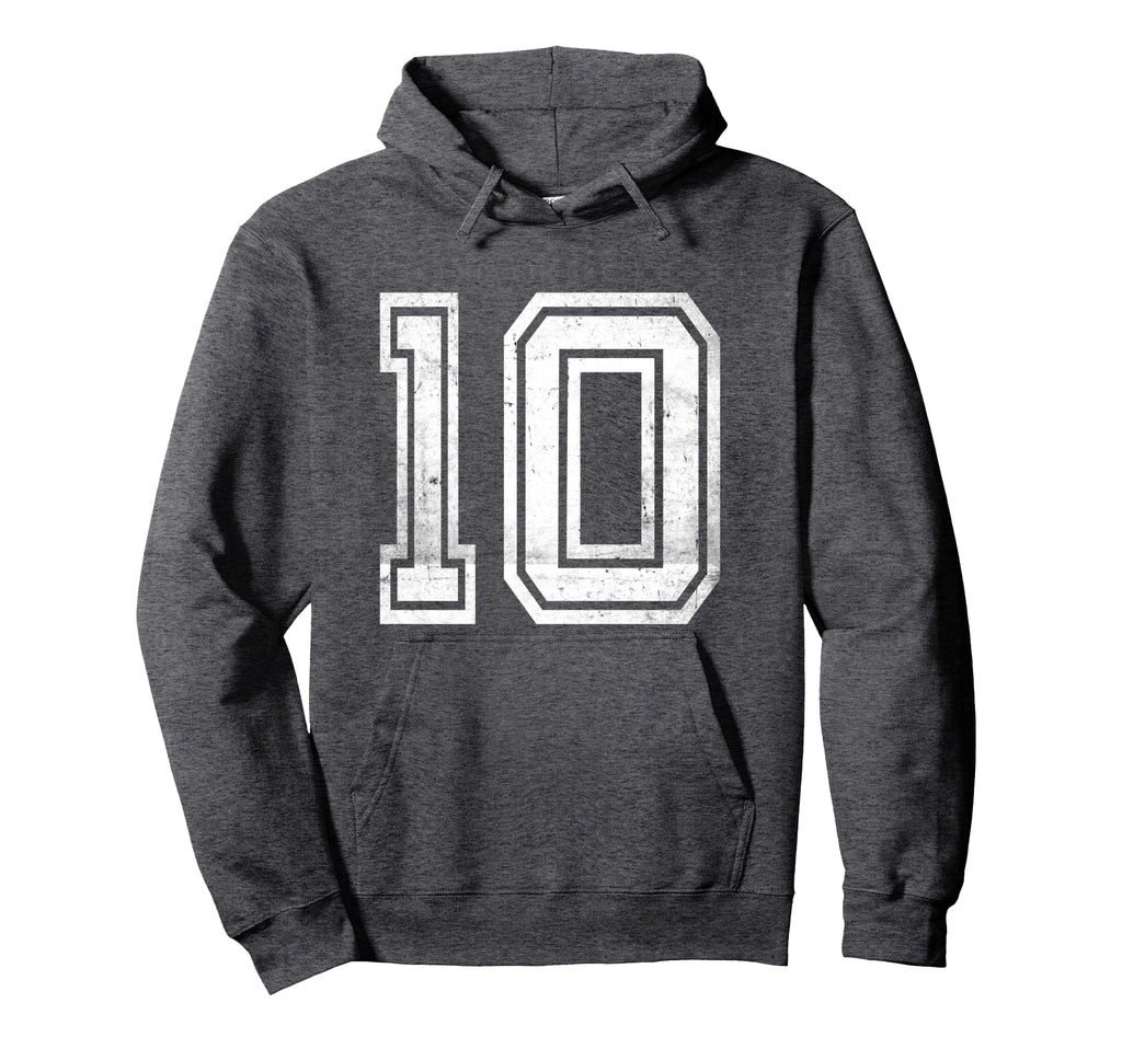 Distressed Number 10 Number Hoodie - Streetwear Style for Adults - T-Shirt, Sweatshirt, Hoodie