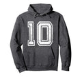 Distressed Number 10 Number Hoodie - Streetwear Style for Adults - T-Shirt, Sweatshirt, Hoodie