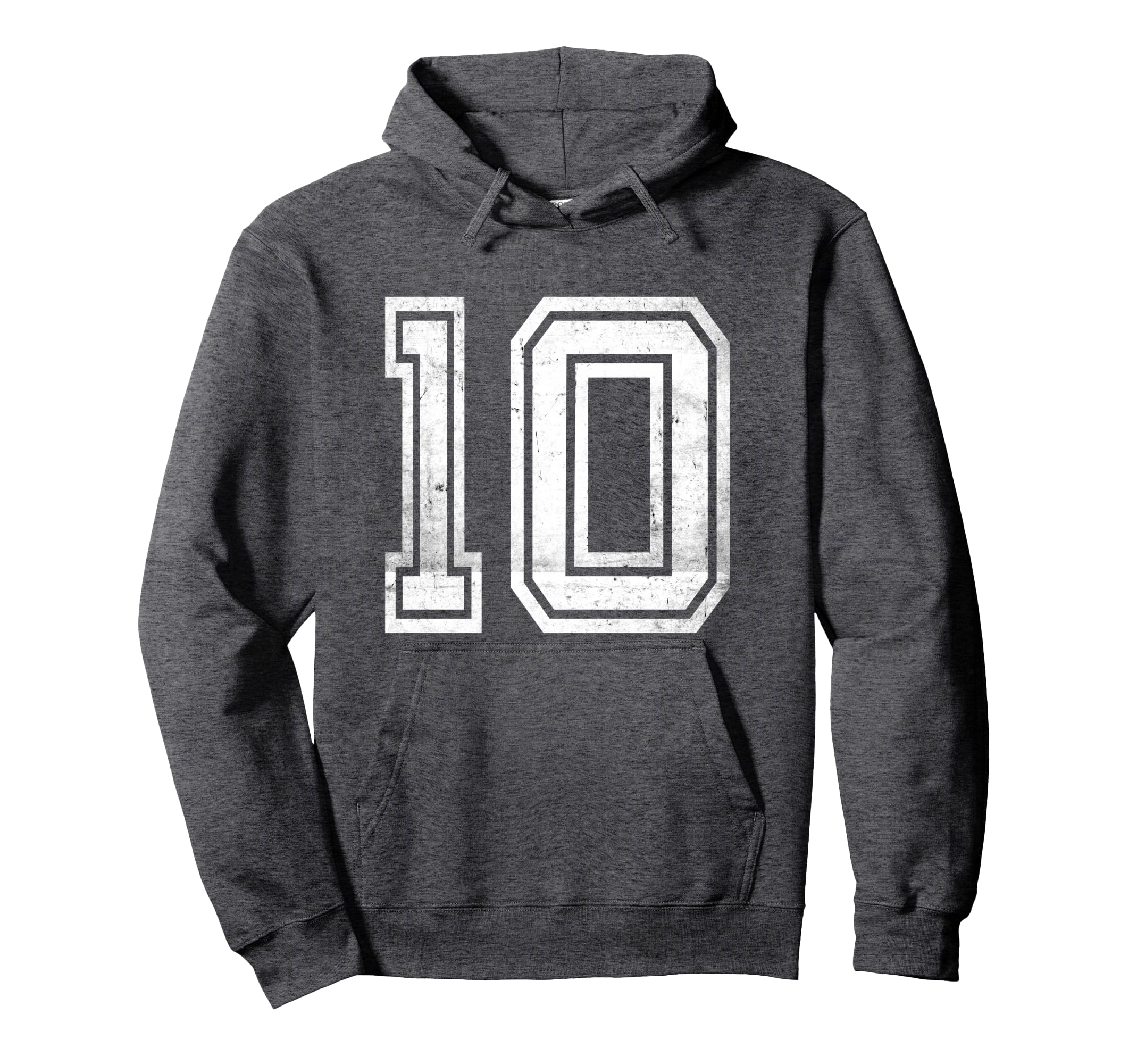 Distressed Number 10 Number Hoodie - Streetwear Style for Adults - T-Shirt, Sweatshirt, Hoodie