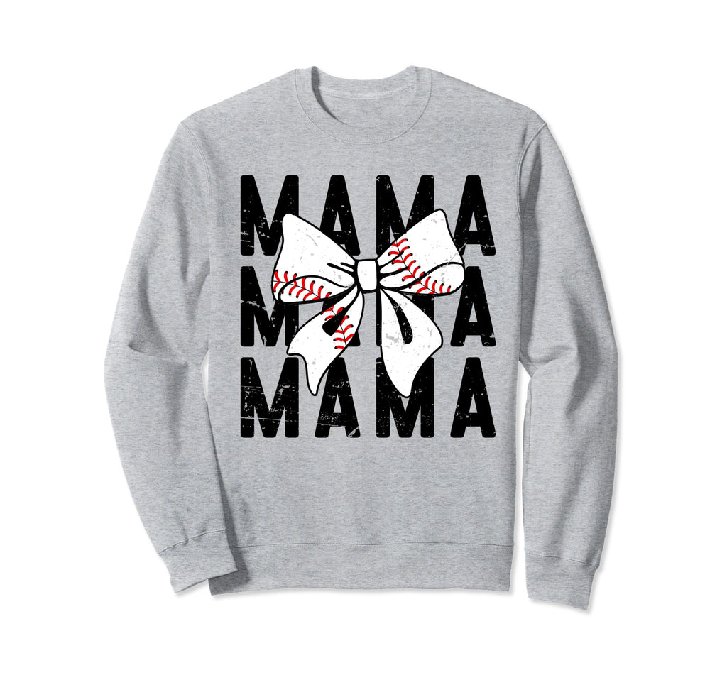 Coquette Groovy Baseball Mama Bow Sweatshirt - Casual Everyday Wear Unisex - T-Shirt, Sweatshirt, Hoodie