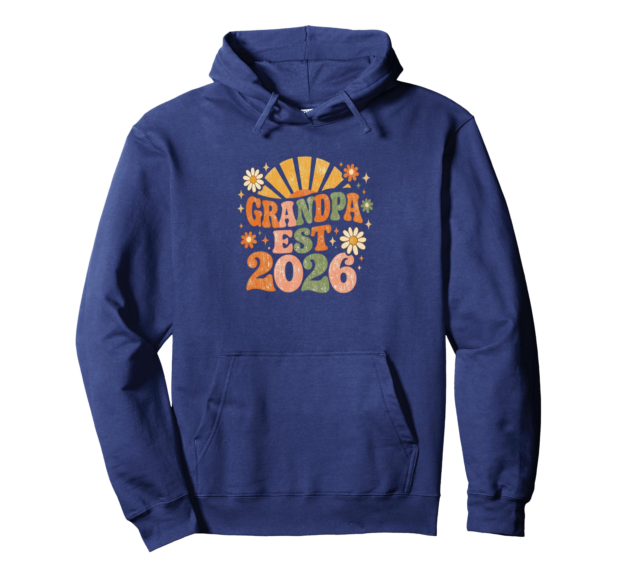 Grandpa Est 2026 Groovy 70S Flower Hoodie - Minimalist Print for Adults - T-Shirt, Sweatshirt, Hoodie