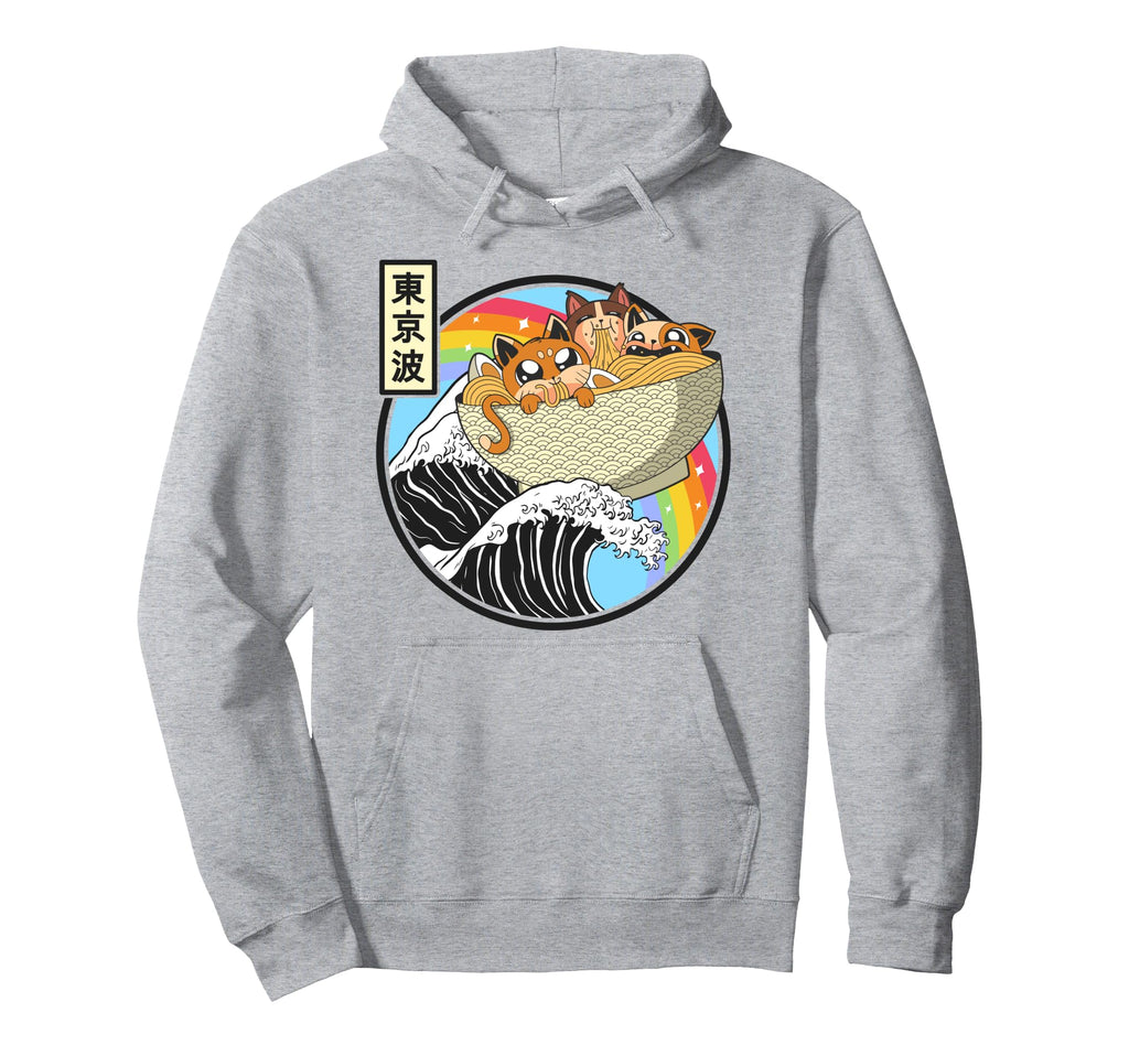 Cats Eating Ramen Kanagawa Wave Kawaii Hoodie - Novelty Apparel Men Women - T-Shirt, Sweatshirt, Hoodie