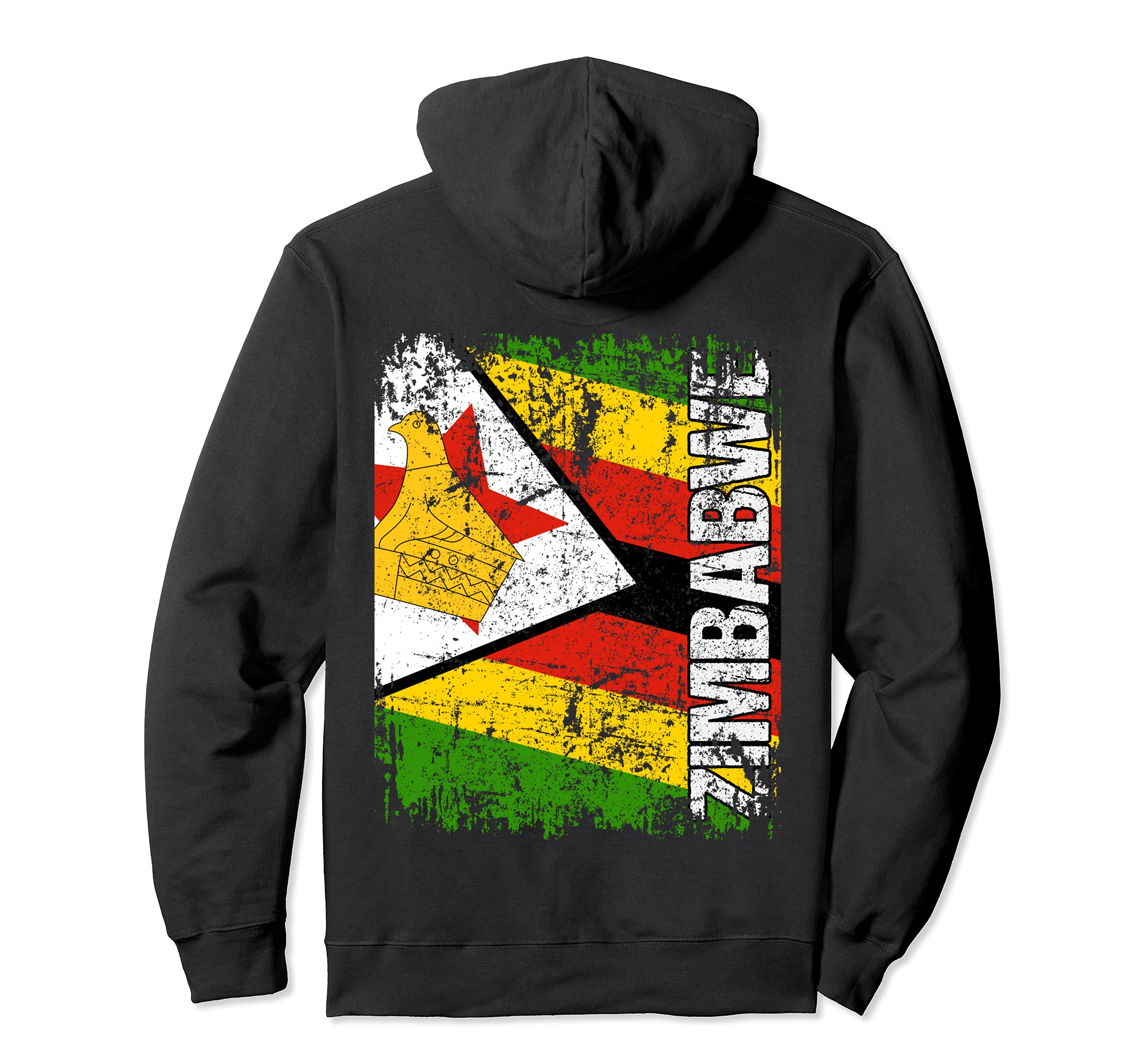 Zimbabwe Flag Distressed Zimbabwe Hoodie - Minimalist Print for Adults - T-Shirt, Sweatshirt, Hoodie