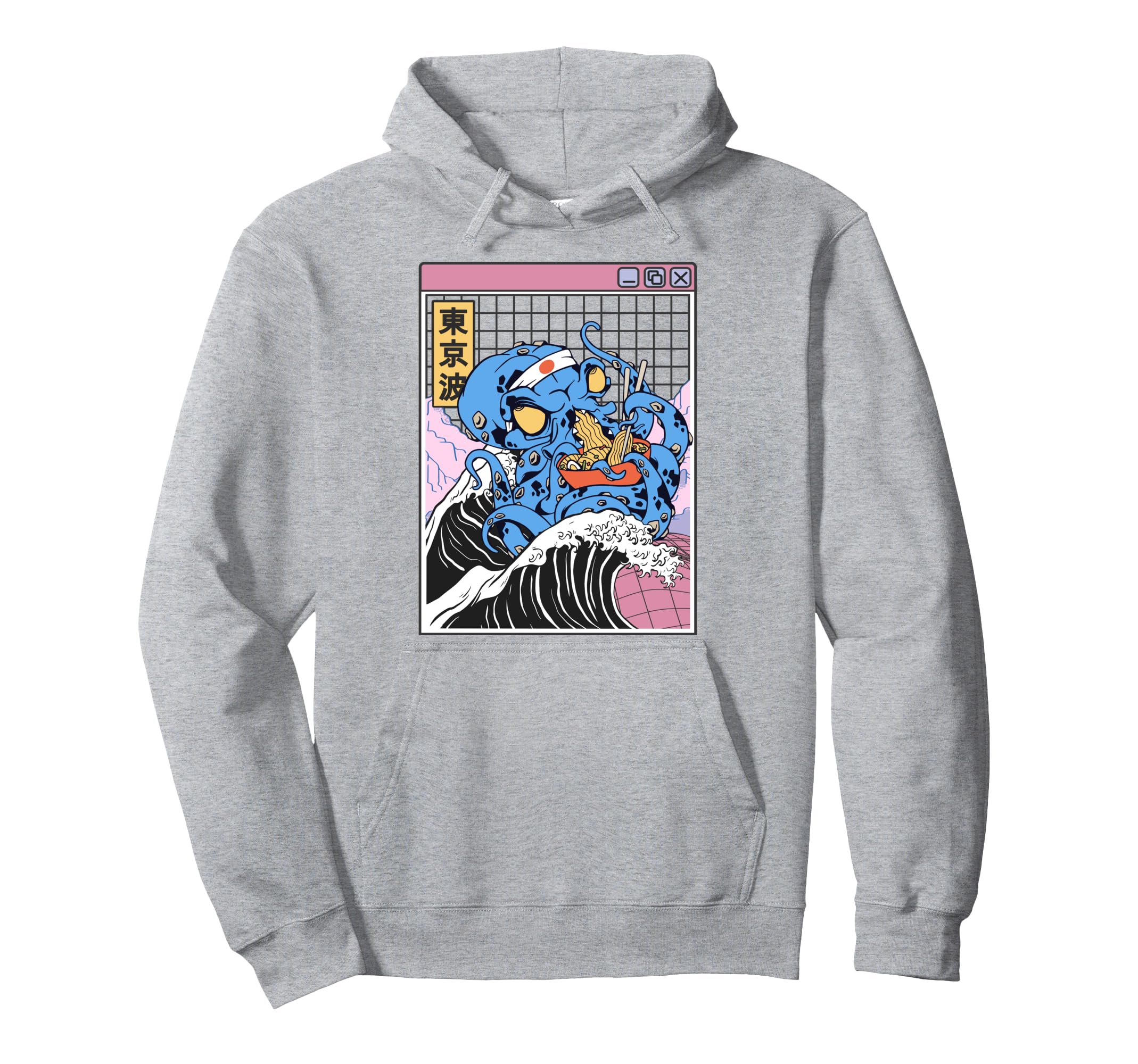 Kraken Eating Ramen Kanagawa Wave Hoodie - Aesthetic Graphic Men Women - T-Shirt, Sweatshirt, Hoodie