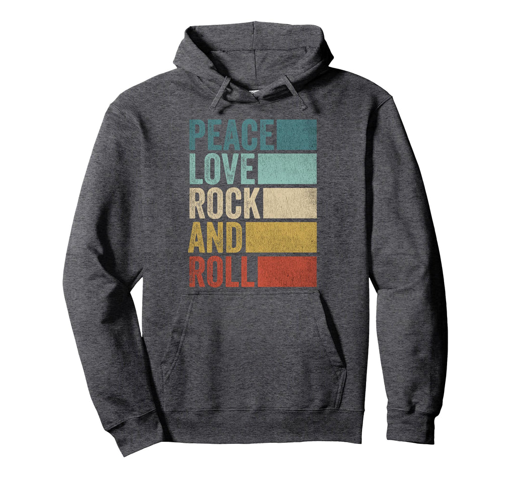 Rocknroll Music Peace Love Rock And Roll Hoodie - Graphic Print Unisex - T-Shirt, Sweatshirt, Hoodie