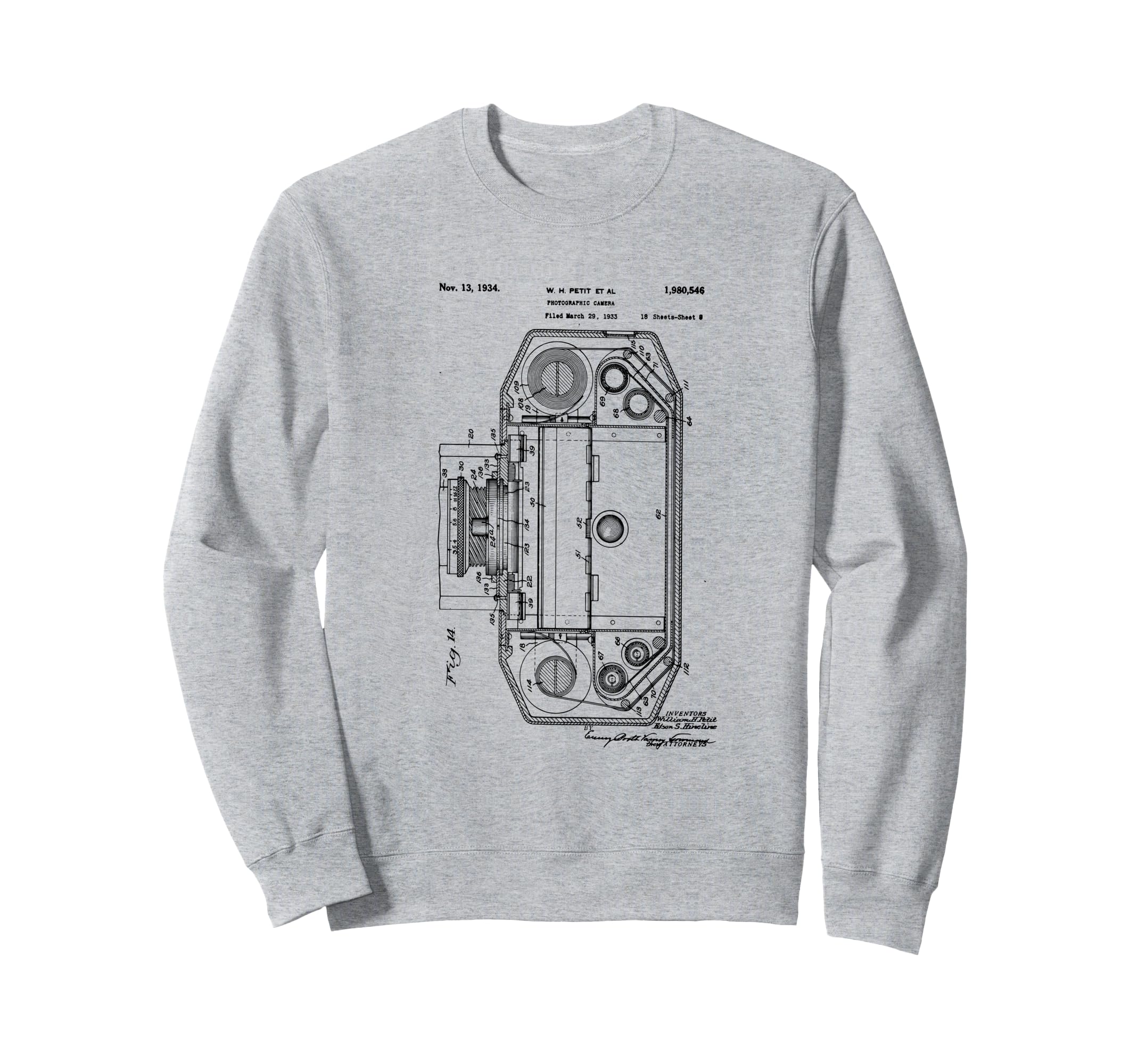 Camera Photographic Patent 1934 Sweatshirt - Fun Novelty Design for Adults - T-Shirt, Sweatshirt, Hoodie
