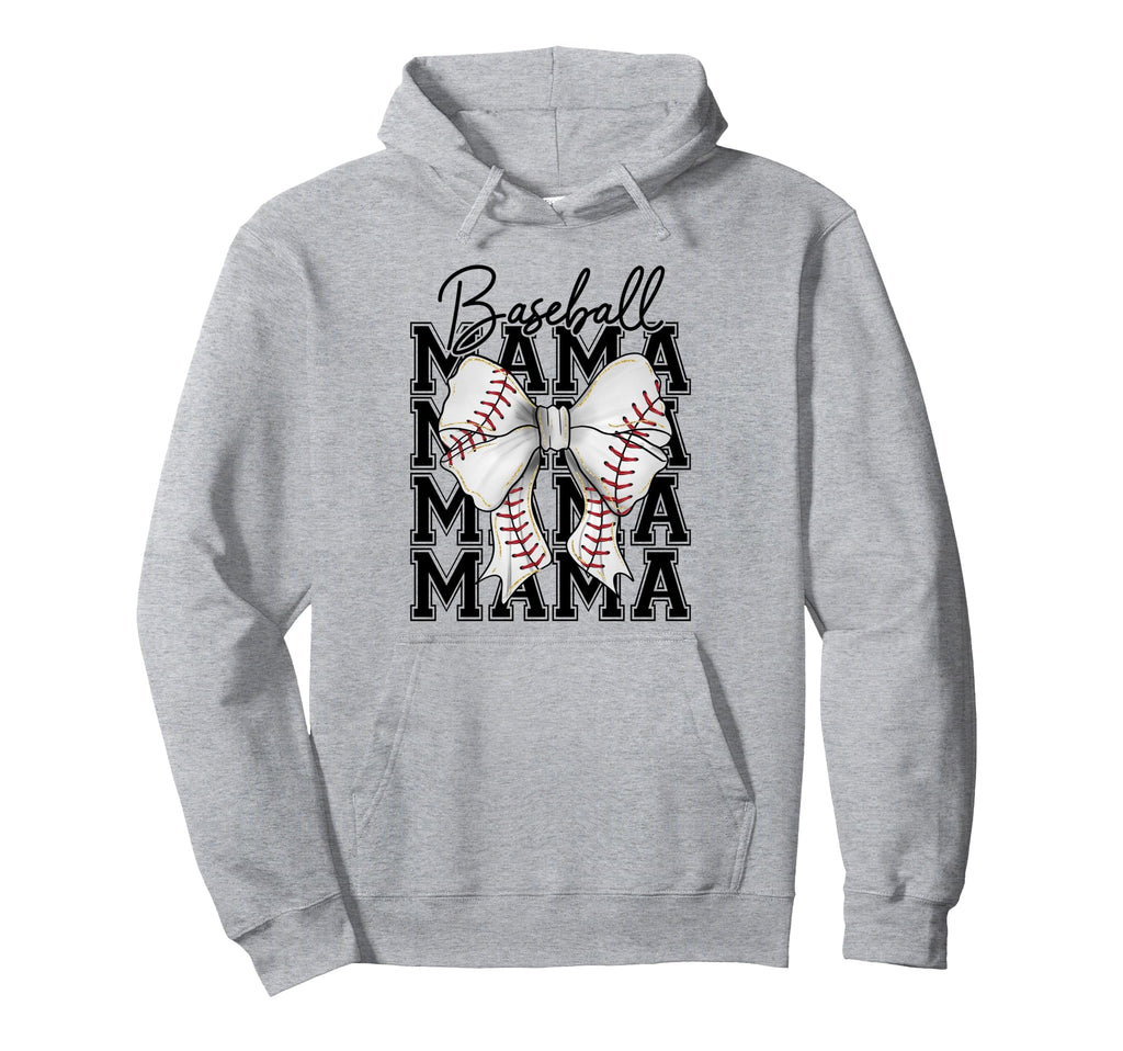 Baseball Mama Mom Coquette Bow Hoodie - Casual Everyday Wear Men Women - T-Shirt, Sweatshirt, Hoodie