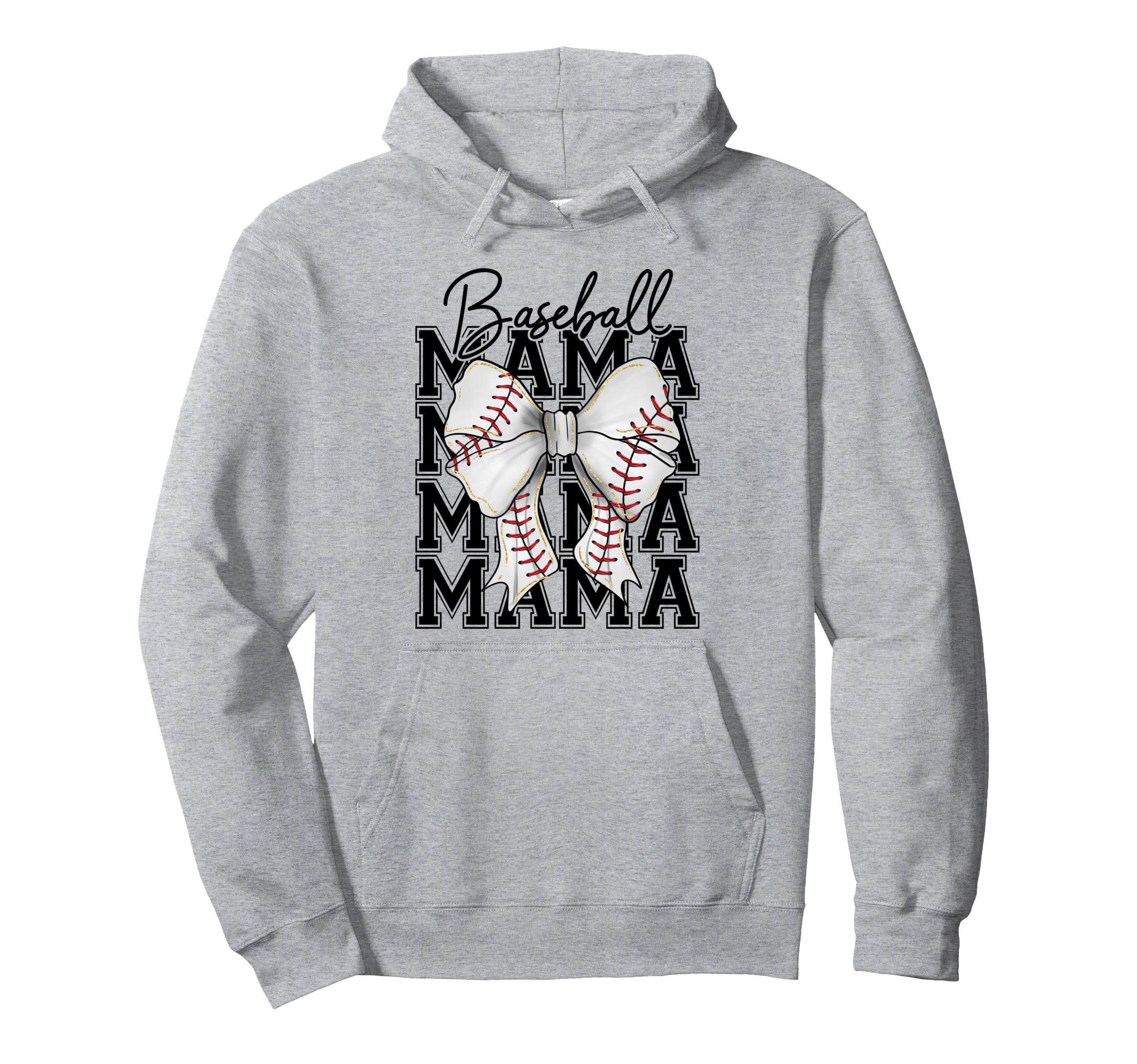 Baseball Mama Mom Coquette Bow Hoodie - Casual Everyday Wear Men Women - T-Shirt, Sweatshirt, Hoodie