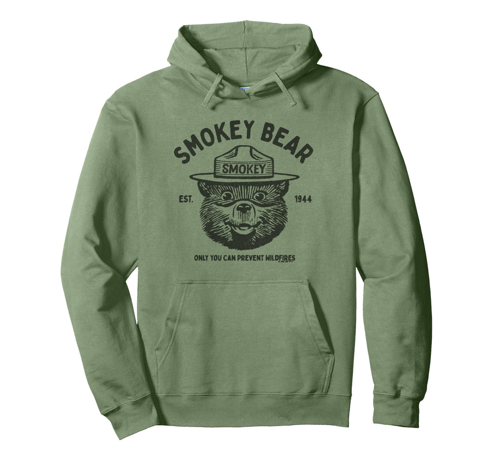 Officially Licensed Smokey Bear Distressed Hoodie - Trendy Graphic Unisex - T-Shirt, Sweatshirt, Hoodie
