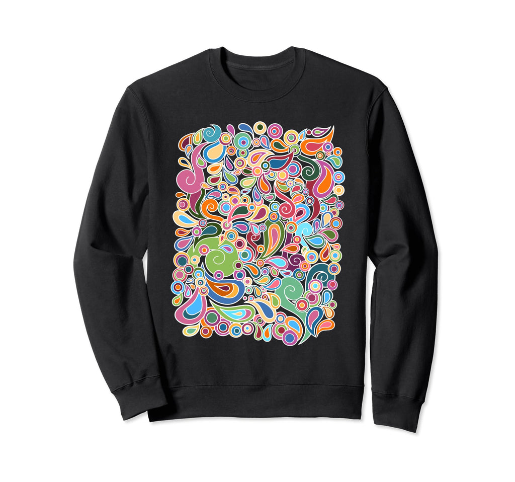 Colorful Hand Drawn Floral Boho Sweatshirt - Novelty Apparel Men Women - T-Shirt, Sweatshirt, Hoodie