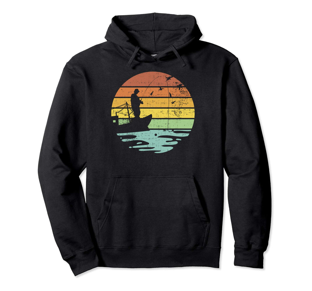 Fly Fishing Sunset Distressed Hoodie - Aesthetic Graphic Men Women - T-Shirt, Sweatshirt, Hoodie