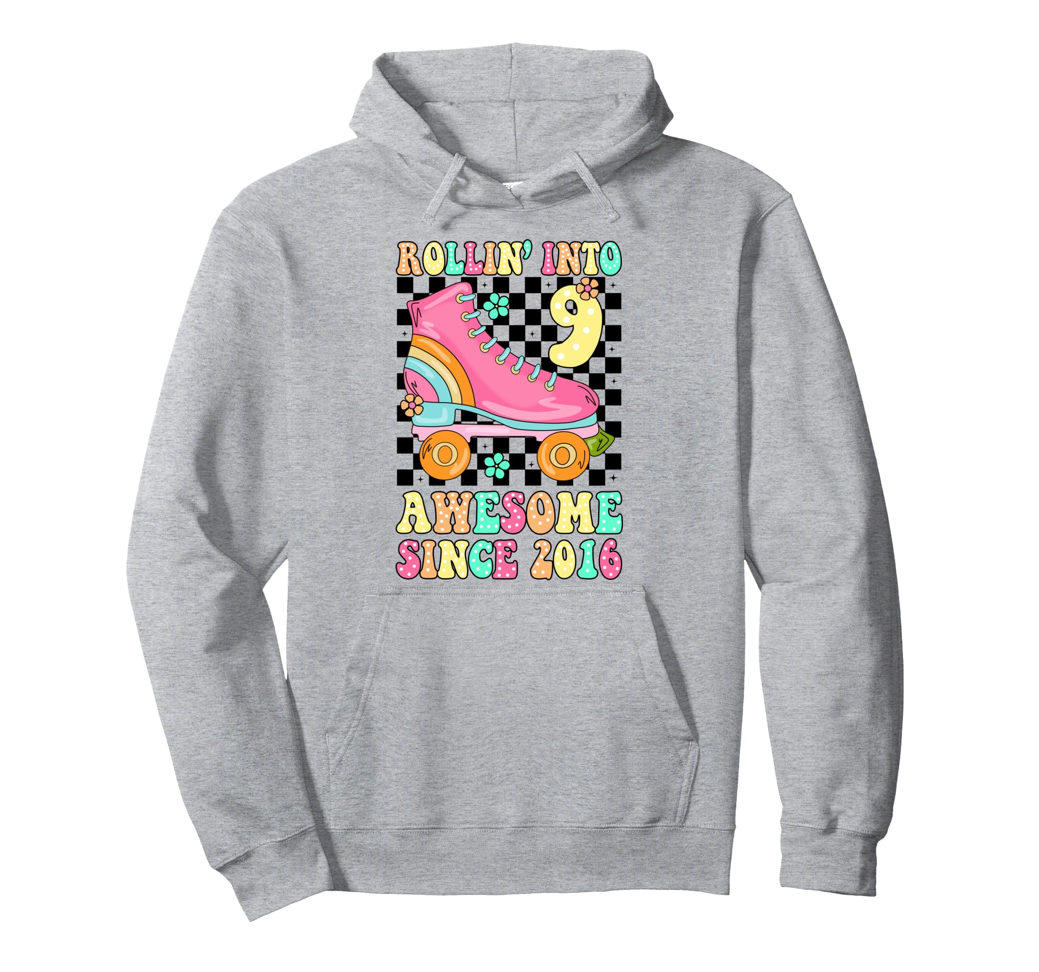 Rolling Into 9 Awesome Since 2016 Hoodie - Custom Art Print for Adults - T-Shirt, Sweatshirt, Hoodie
