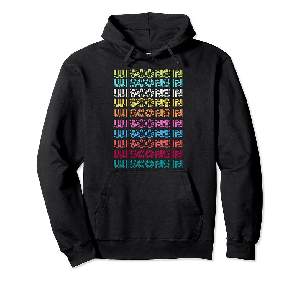 Wisconsin Badger State Usa Rainbow Hoodie - Streetwear Style Unisex - T-Shirt, Sweatshirt, Hoodie