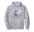 Pastel Dinosaur T Rex Moon And Roses Hoodie - Aesthetic Graphic Men Women - T-Shirt, Sweatshirt, Hoodie