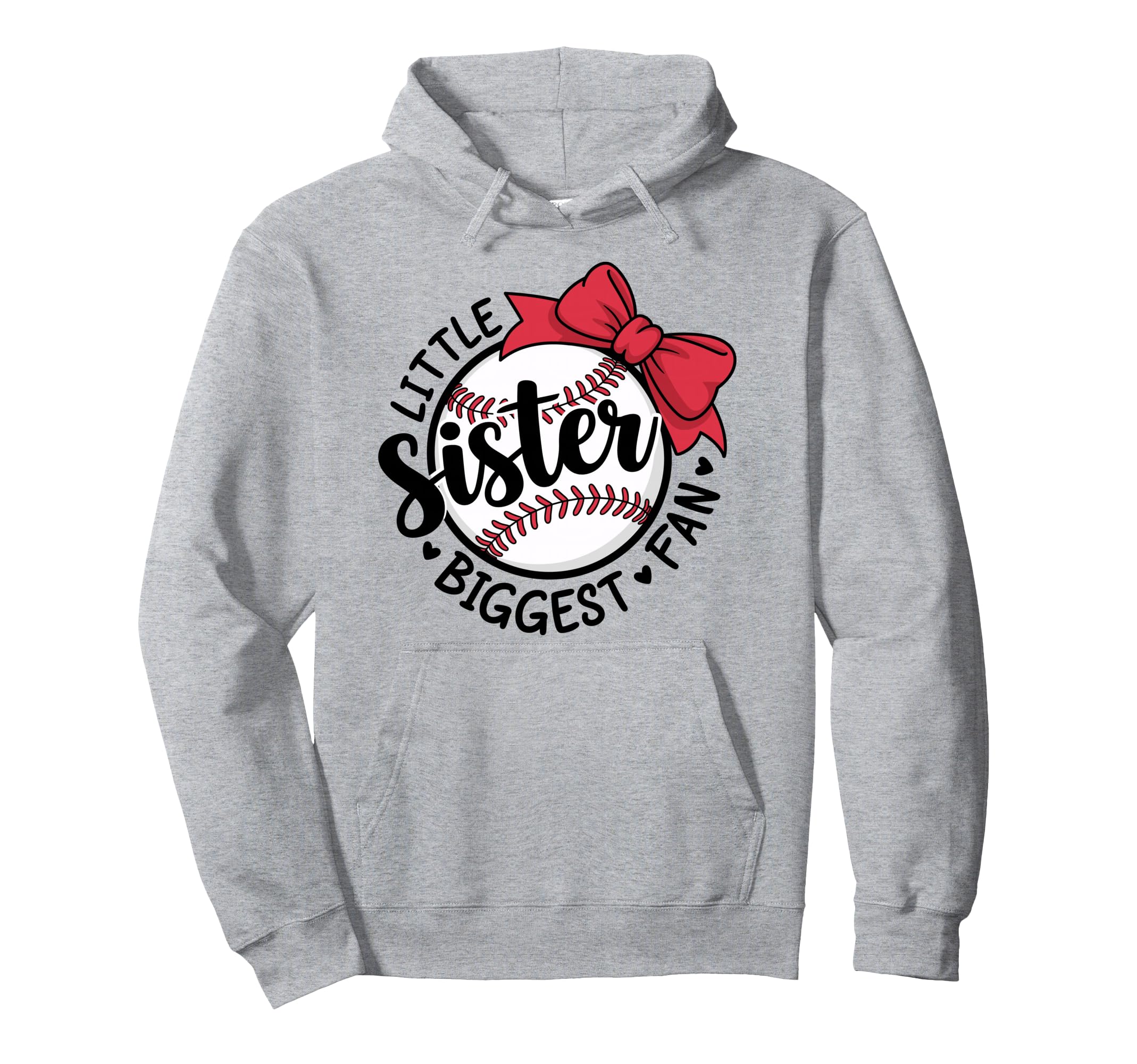 Baseball Little Sister Biggest Fan Bow Hoodie - Custom Art Print Unisex - T-Shirt, Sweatshirt, Hoodie