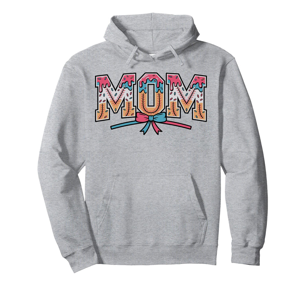Baseball Mom Coquette Bow Mommy Ice Hoodie - Trendy Graphic Men Women - T-Shirt, Sweatshirt, Hoodie