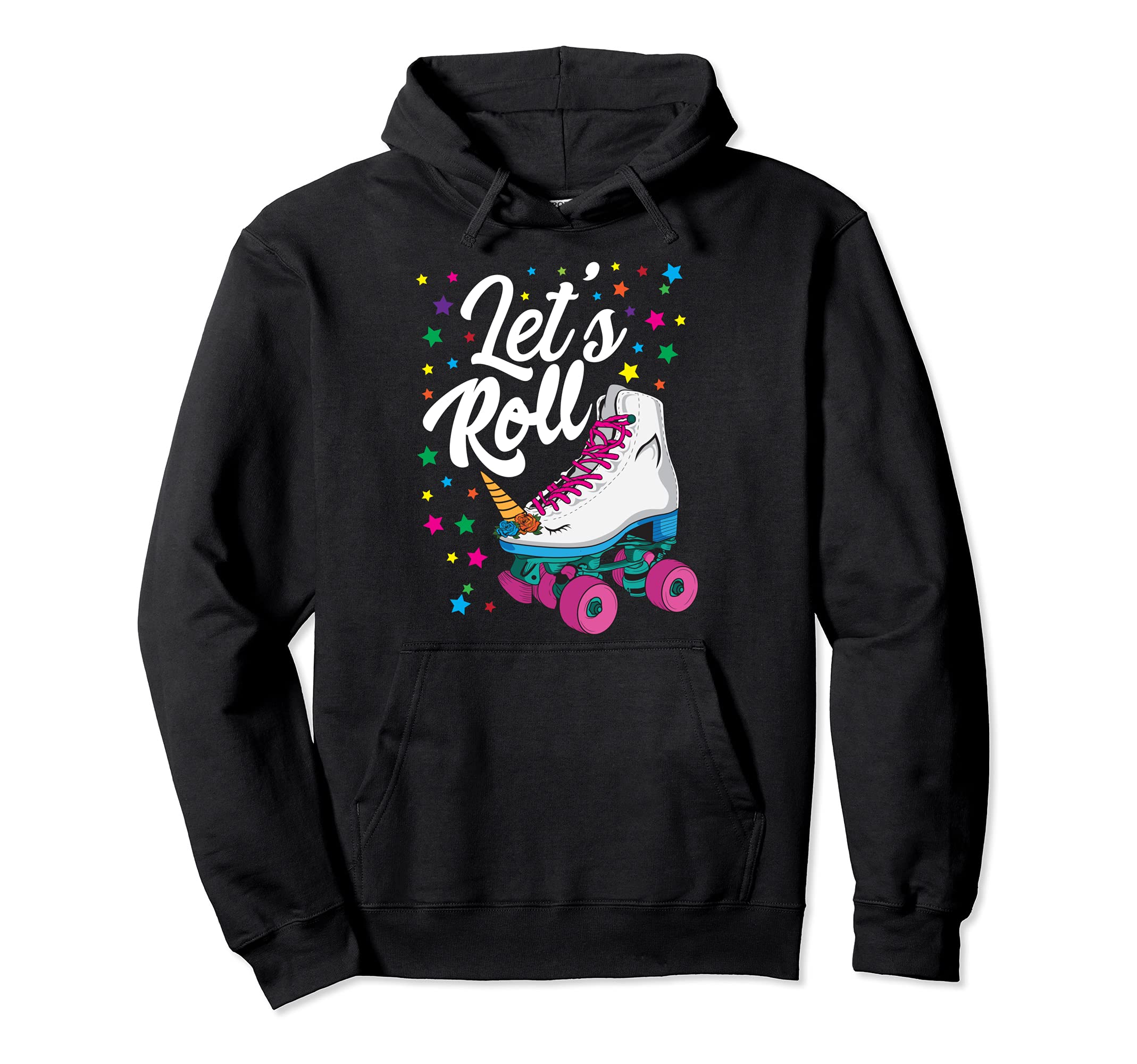 Lets Roll Funny Roller Skate Unicorn Fun Hoodie - Unique Graphic Men Women - T-Shirt, Sweatshirt, Hoodie