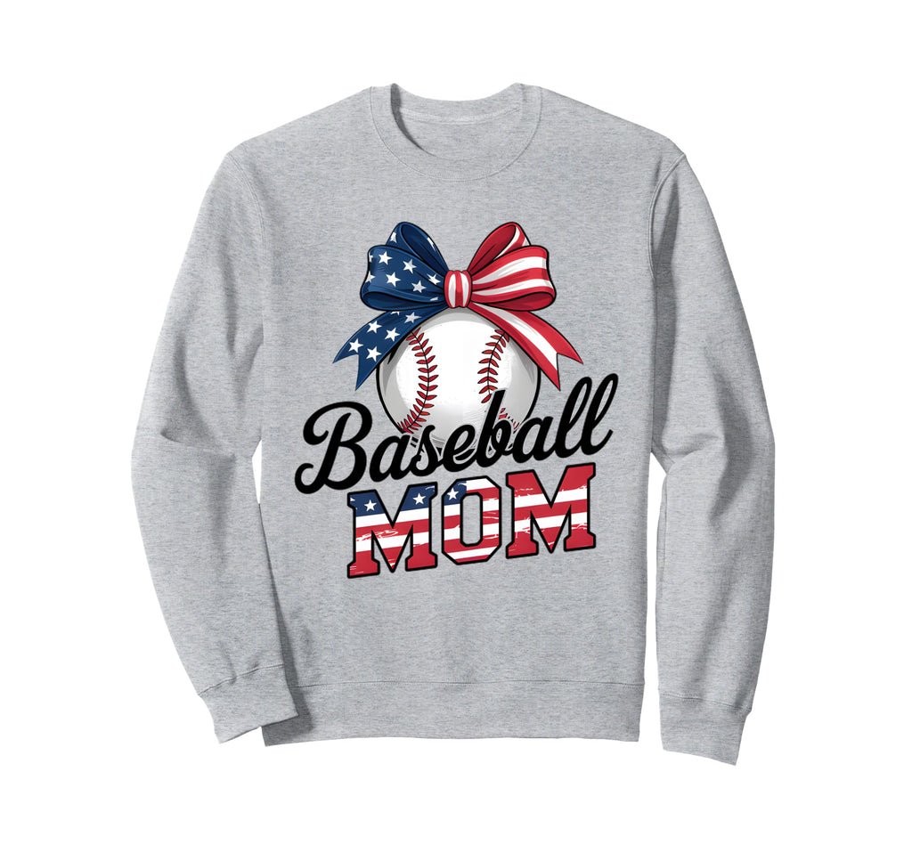 Baseball Mom Usa Flag 4Th July Sweatshirt - Fun Novelty Design for Adults - T-Shirt, Sweatshirt, Hoodie