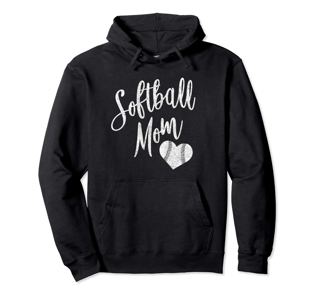 Softball Mom Mom Heart Gift Hoodie - Novelty Apparel Unisex - T-Shirt, Sweatshirt, Hoodie