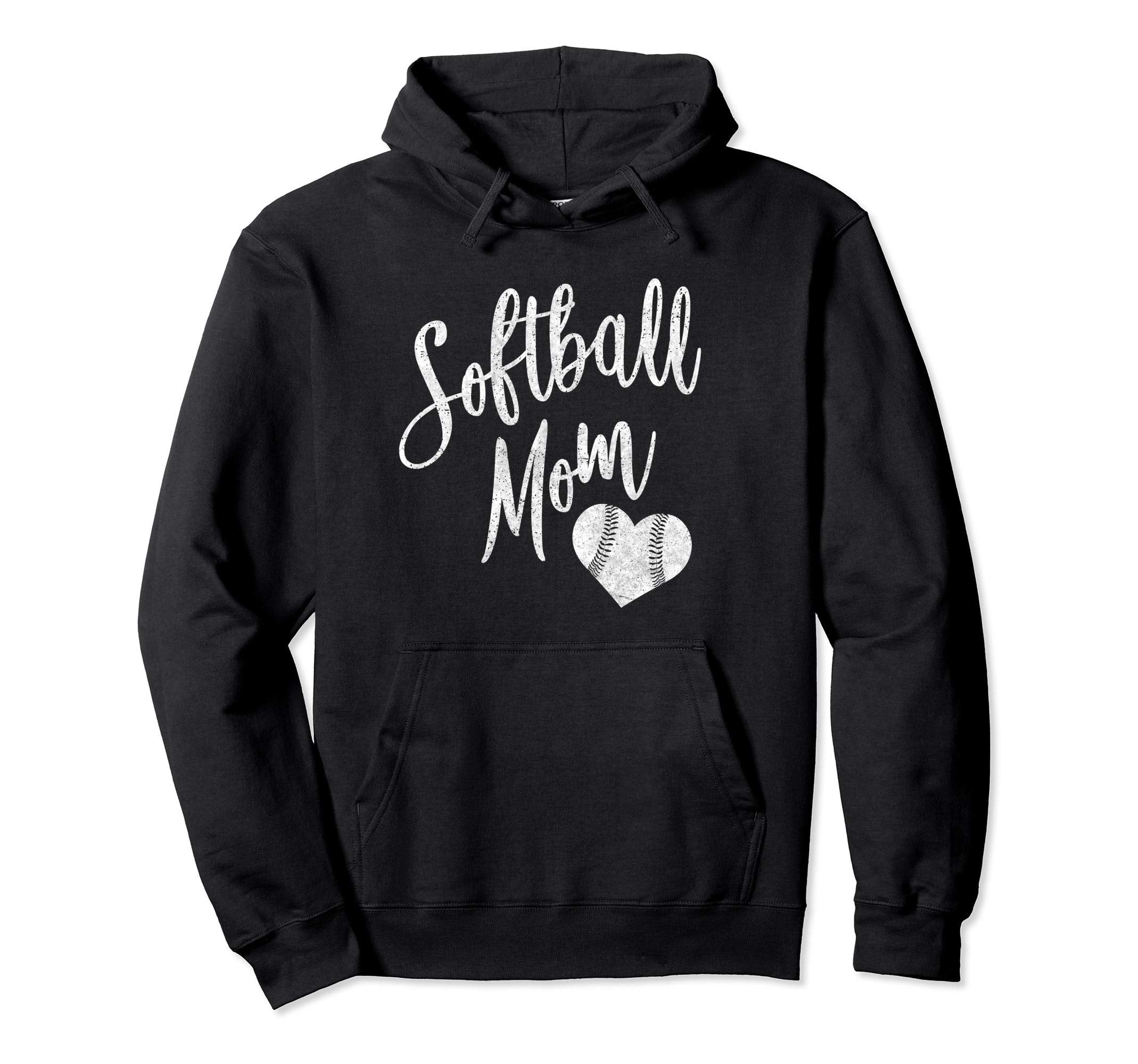 Softball Mom Mom Heart Gift Hoodie - Novelty Apparel Unisex - T-Shirt, Sweatshirt, Hoodie