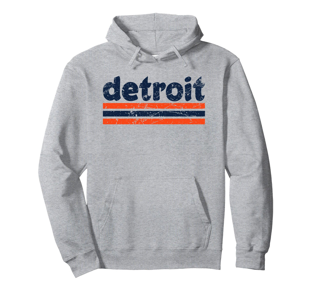 Detroit Michigan Three Stripe Weathered Hoodie - Unique Graphic Men Women - T-Shirt, Sweatshirt, Hoodie