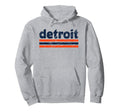 Detroit Michigan Three Stripe Weathered Hoodie - Unique Graphic Men Women - T-Shirt, Sweatshirt, Hoodie
