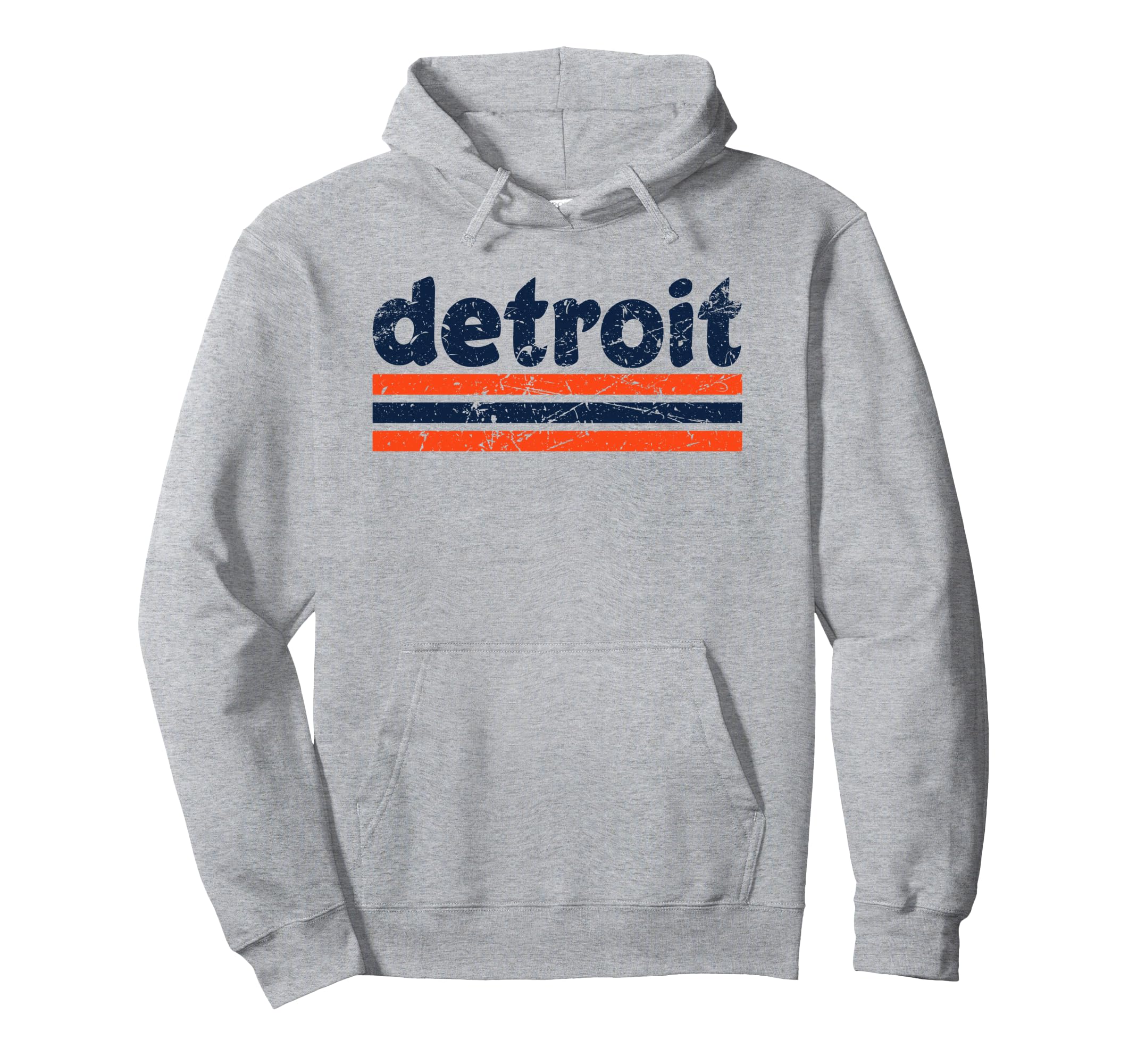 Detroit Michigan Three Stripe Weathered Hoodie - Unique Graphic Men Women - T-Shirt, Sweatshirt, Hoodie