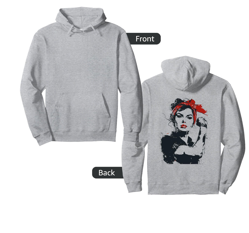 Pin Up Art I Rosie Riveter Hoodie - Novelty Apparel for Adults - T-Shirt, Sweatshirt, Hoodie