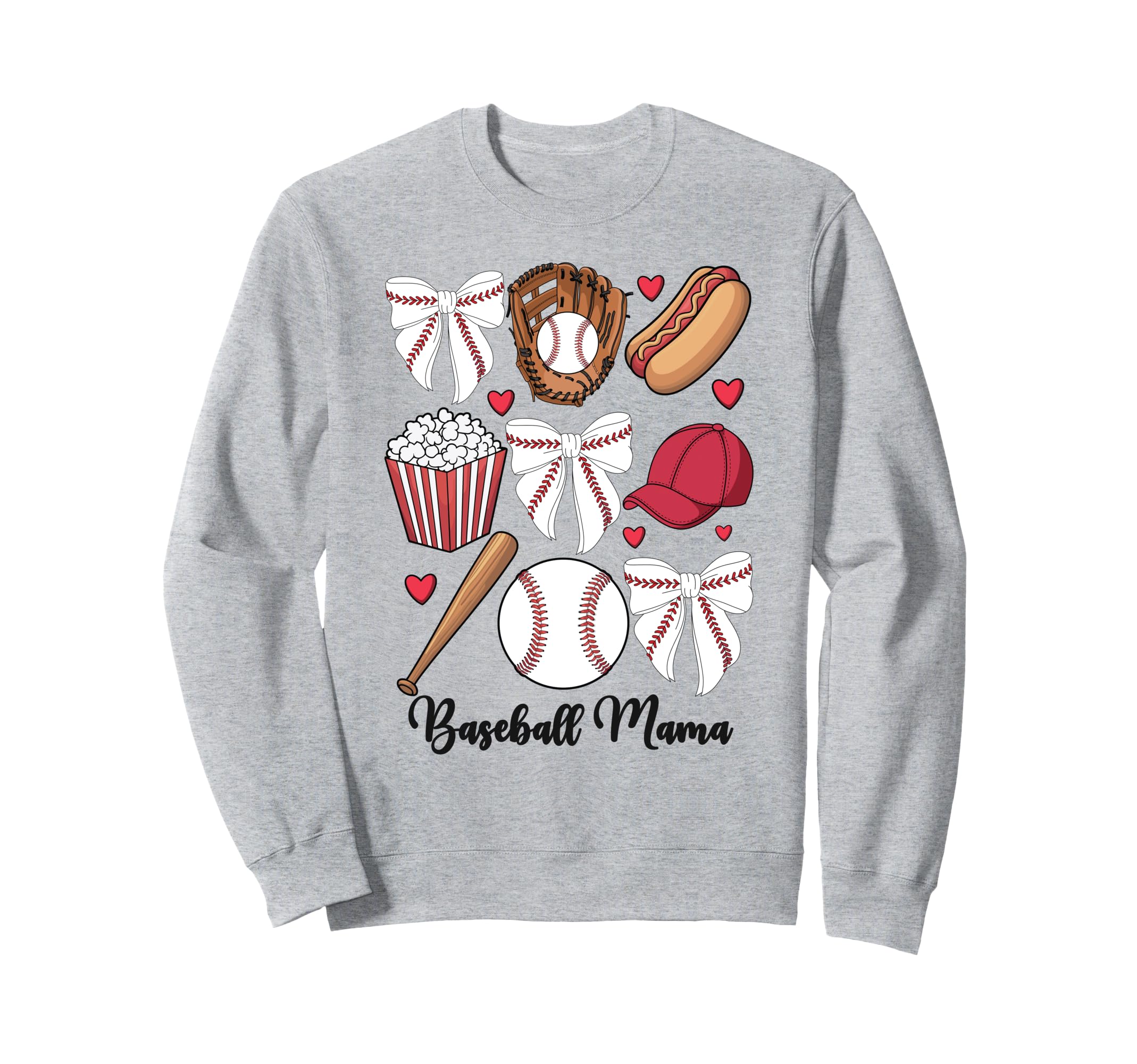 Baseball Coquette Bow Cheer Mama Sweatshirt - Graphic Print for Adults - T-Shirt, Sweatshirt, Hoodie