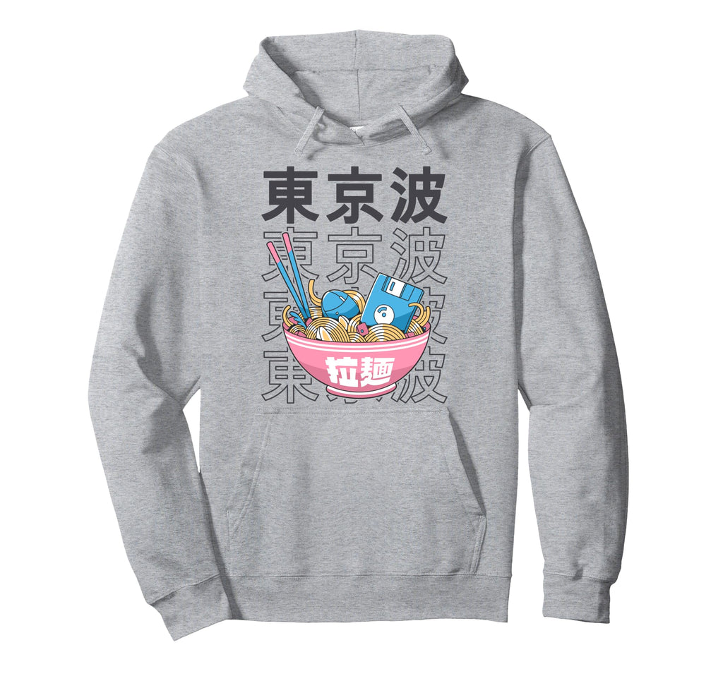 Digital Ramen Bowl Kawaii Aesthetic Hoodie - Custom Art Print for Adults - T-Shirt, Sweatshirt, Hoodie