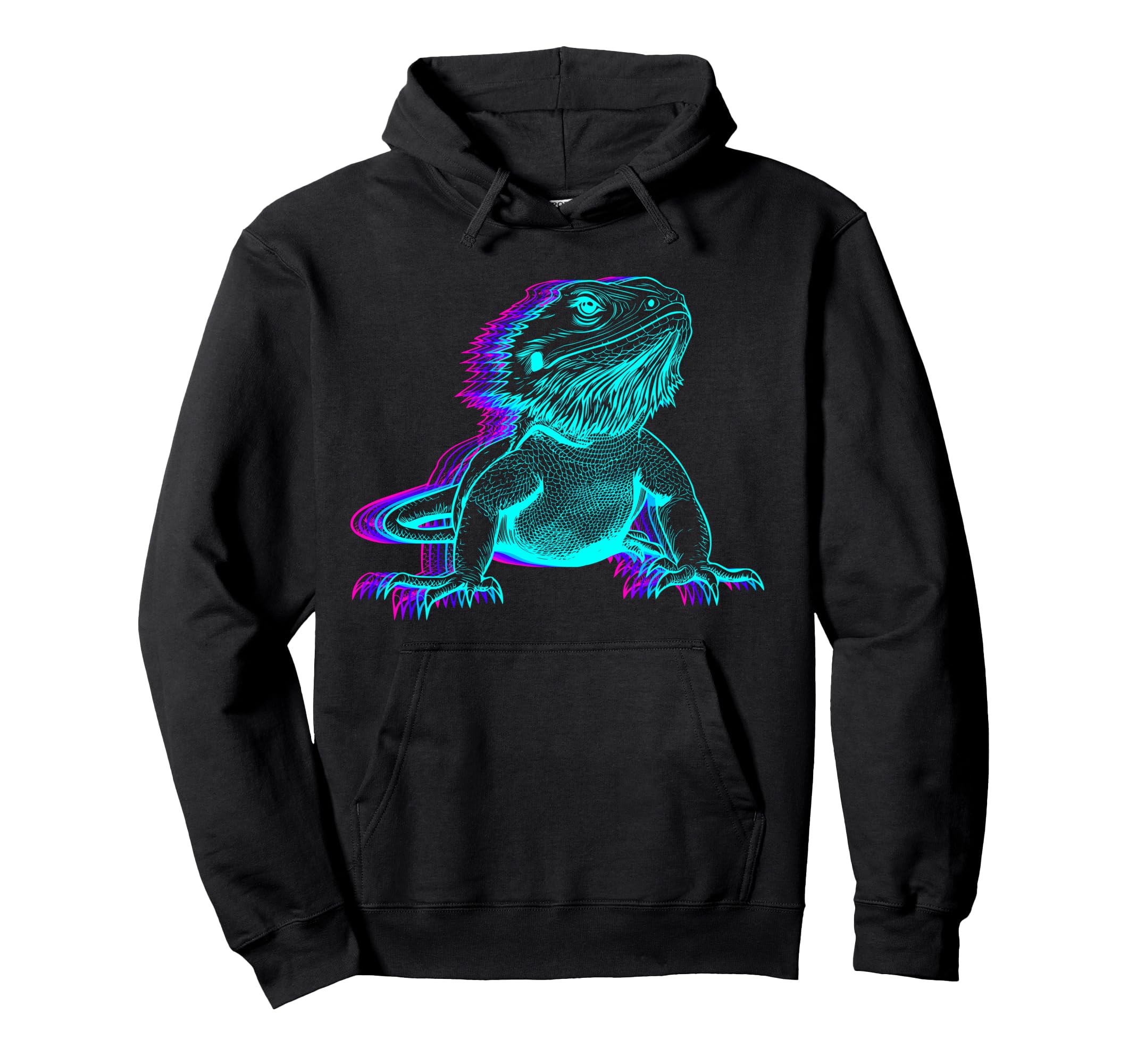 Bearded Dragon Lizard Vaporwave Hoodie - Streetwear Style for Adults - T-Shirt, Sweatshirt, Hoodie
