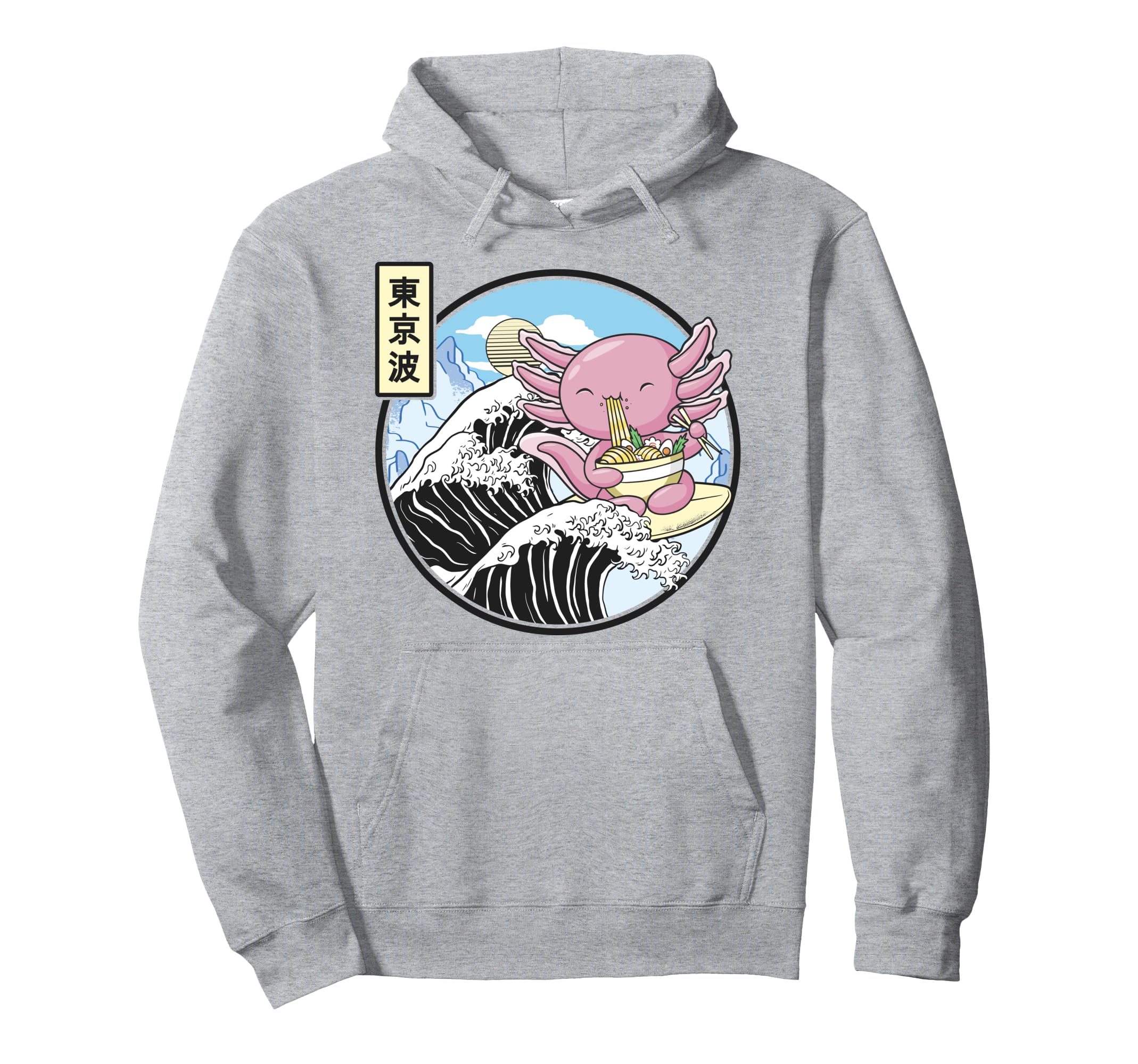 Axolotl Eating Ramen Kanagawa Wave Anime Hoodie - Streetwear Style Unisex - T-Shirt, Sweatshirt, Hoodie